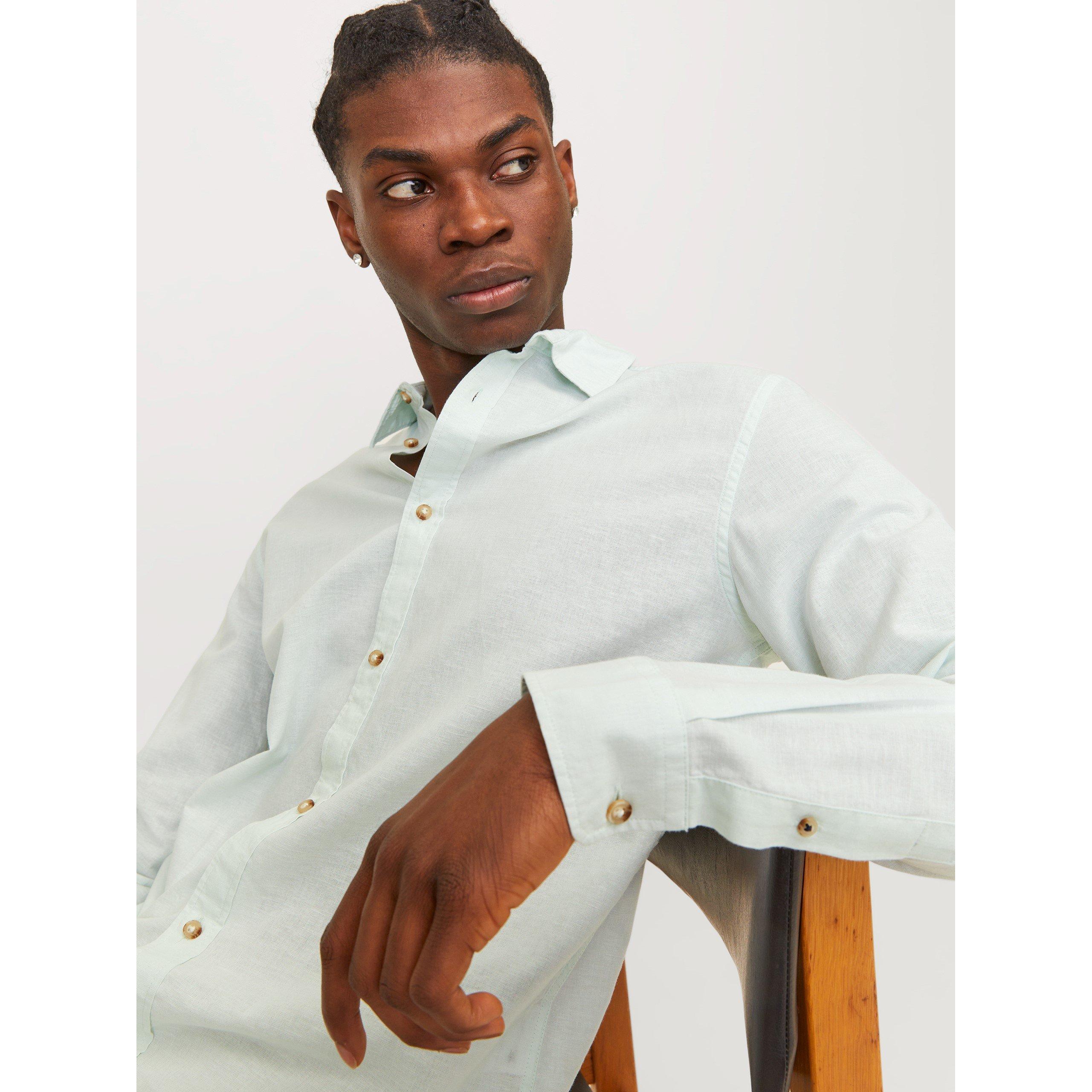 Soothing Sea - Jack and Jones - Men's JW Long-Sleeve Linen Shirt - 4