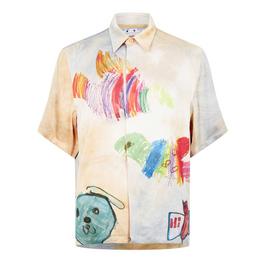 Off White Cartoon-Print Short-Sleeved Shirt