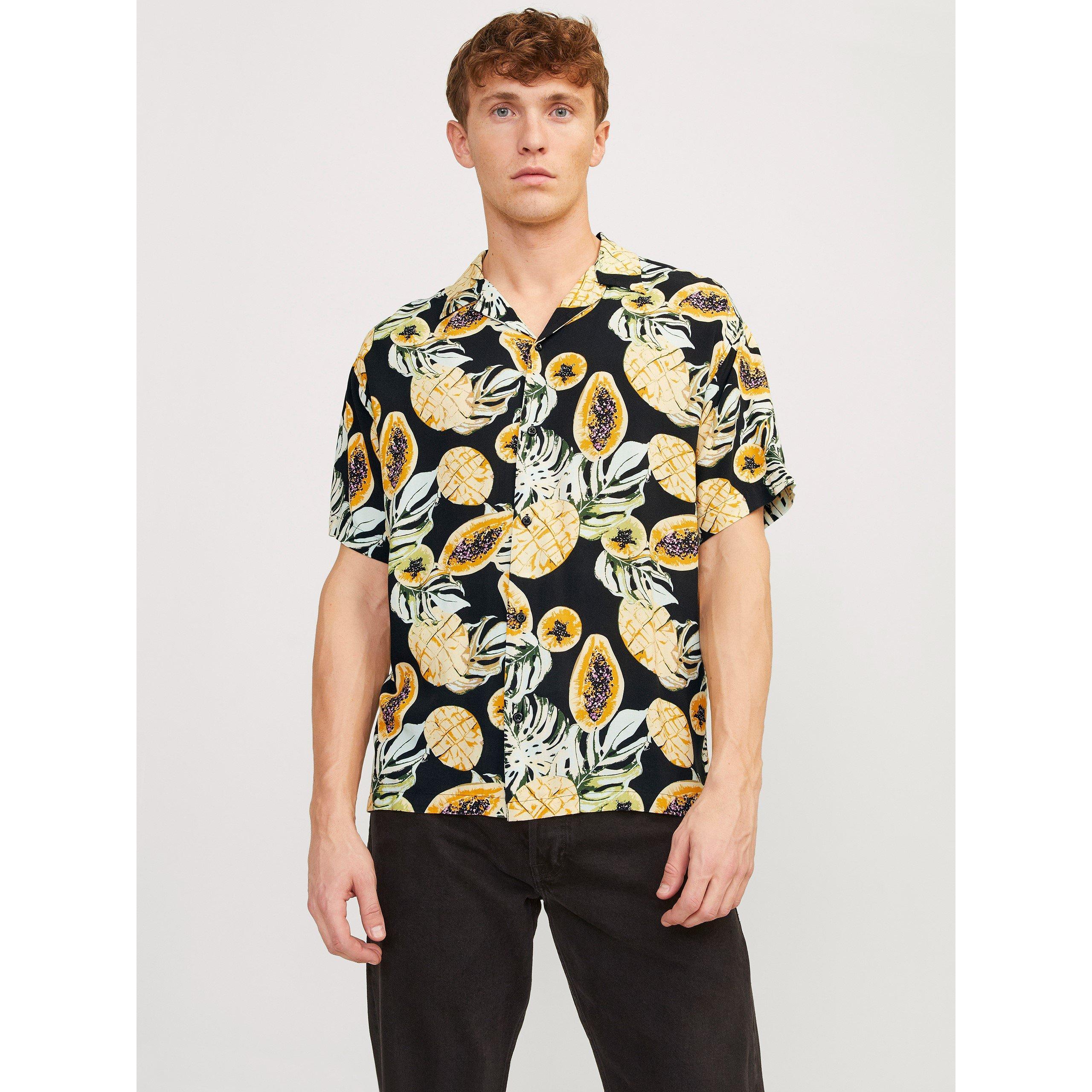 Black - Jack and Jones - Men's Tampa Short-Sleeve Plain Shirt - 1
