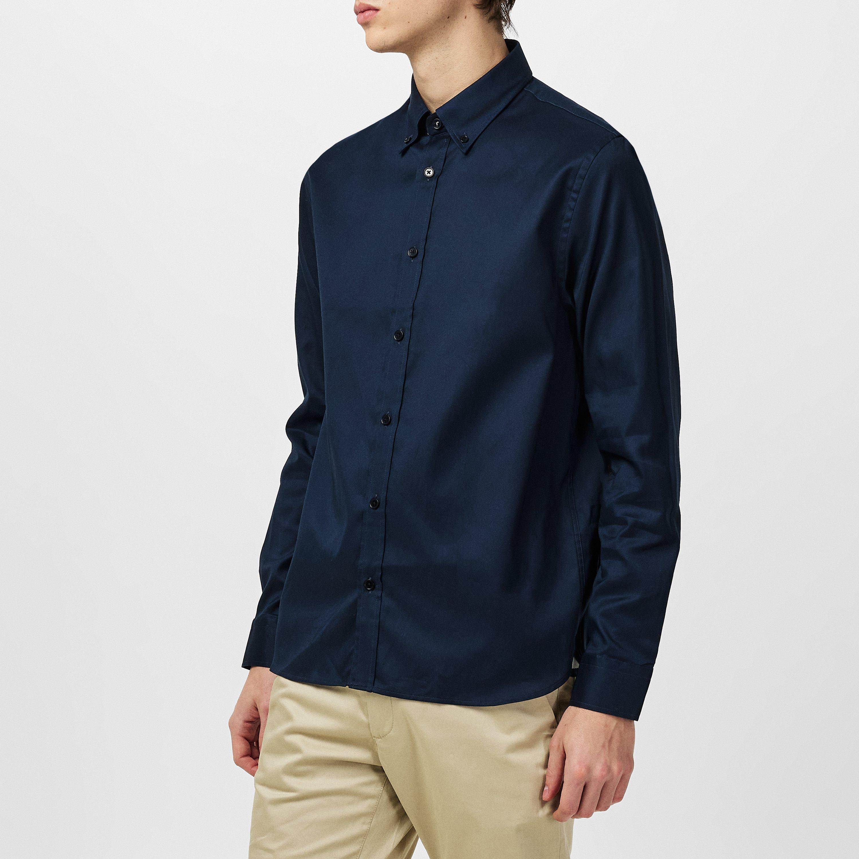 Navy - Ted Baker - Men's Allardo Long-Sleeve Oxford Shirt - 2