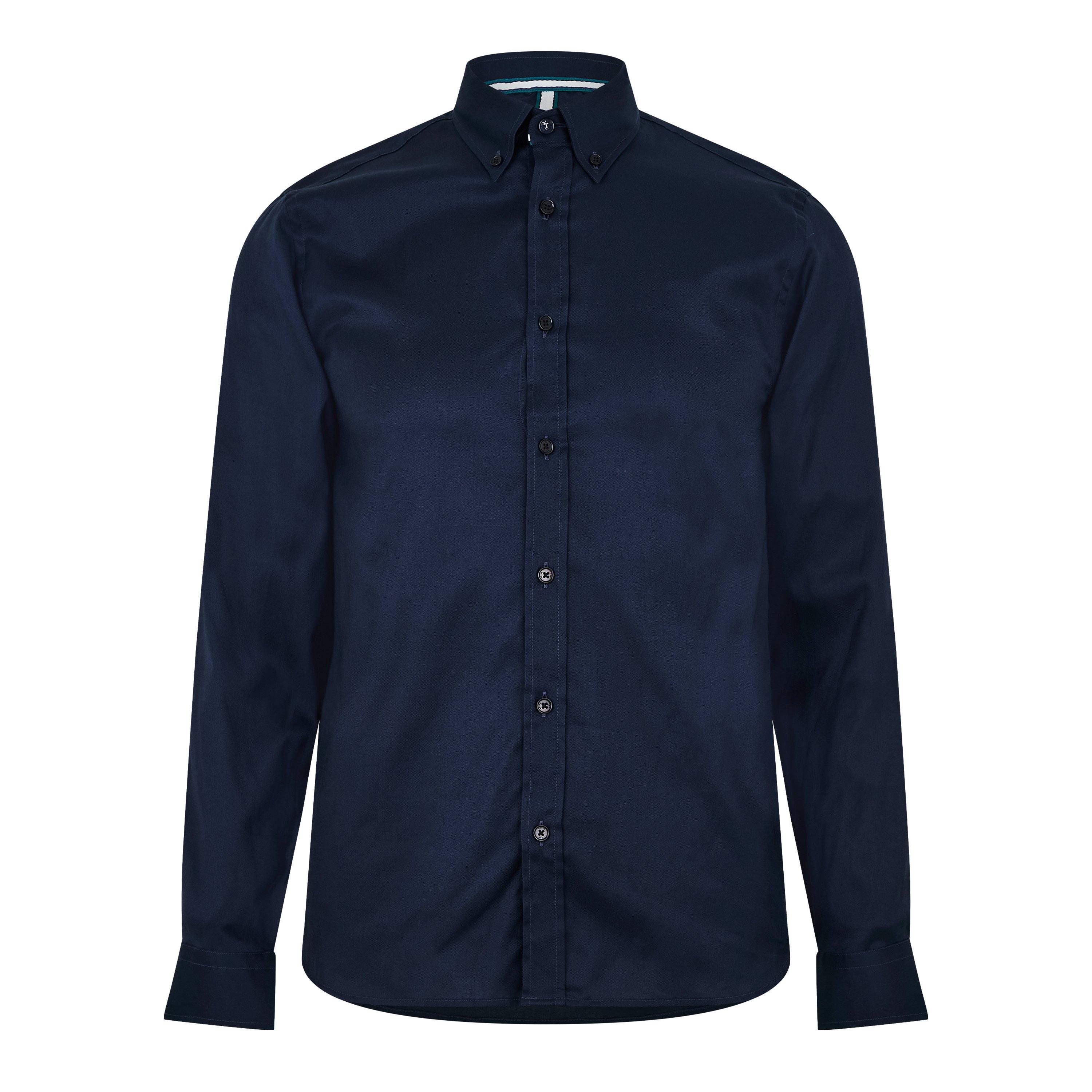 Navy - Ted Baker - Men's Allardo Long-Sleeve Oxford Shirt - 5