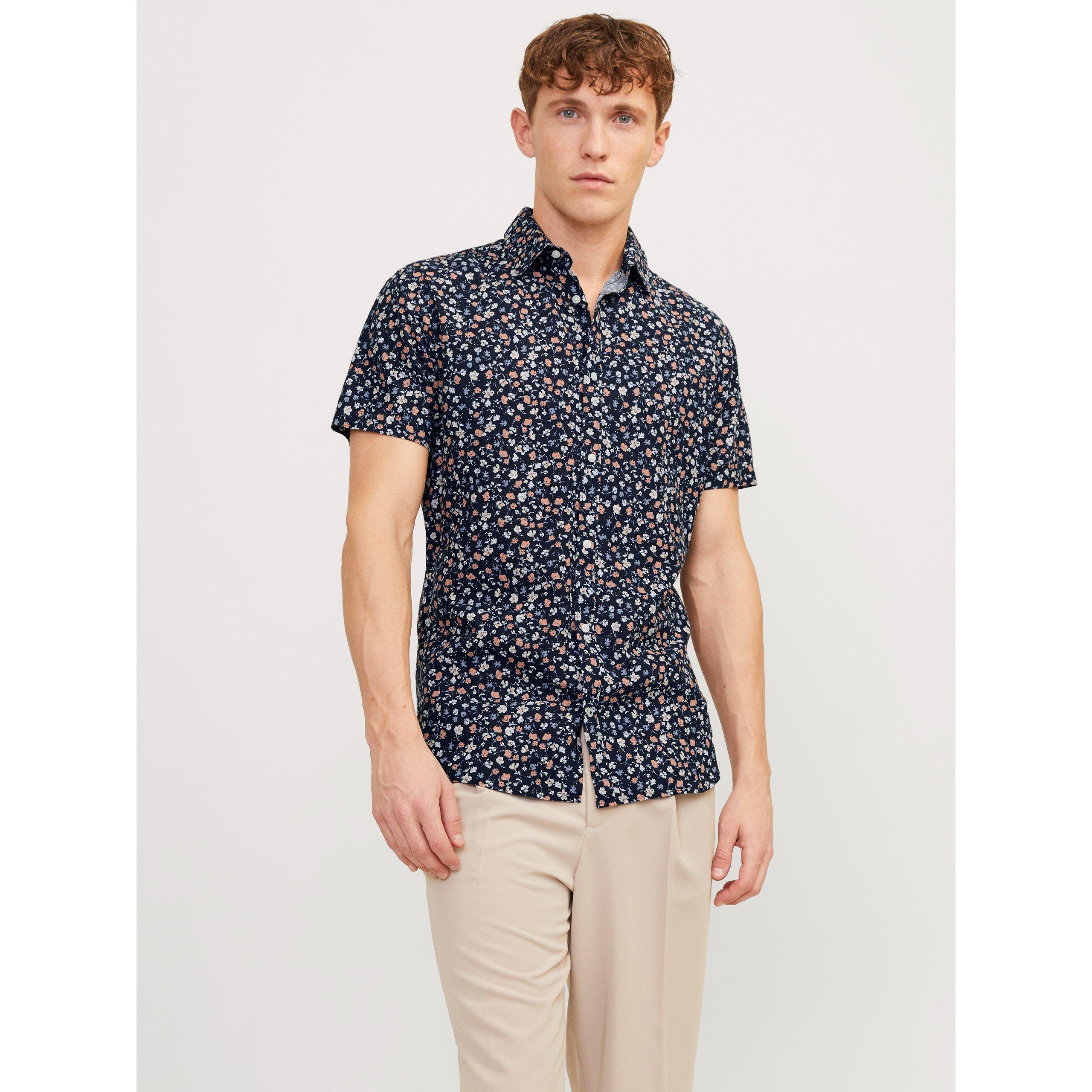 Night Sky - Jack and Jones - Men's JJ Floral Print Short-Sleeve Shirt - 1