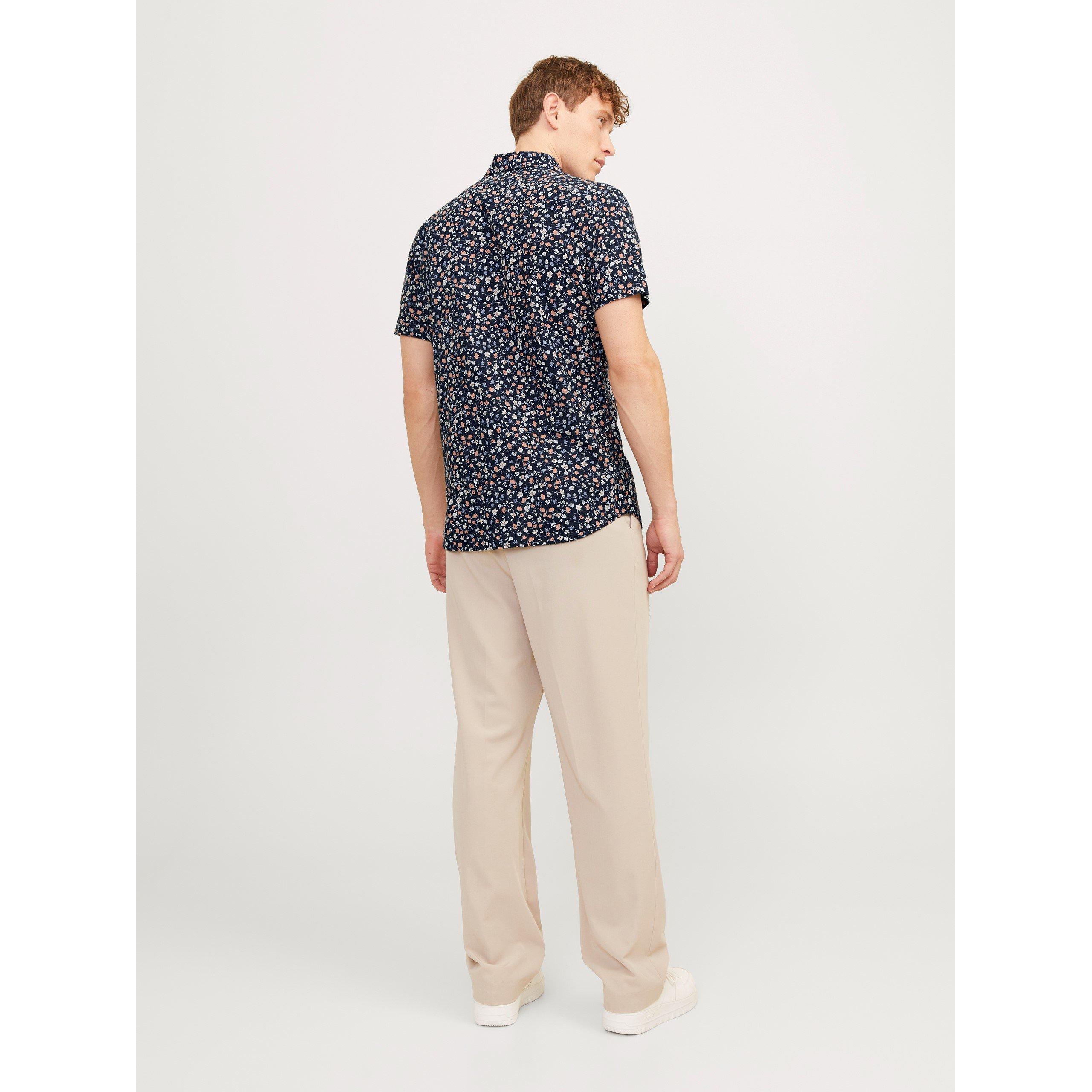 Night Sky - Jack and Jones - JJ Floral Print Short-Sleeve Shirt - 3