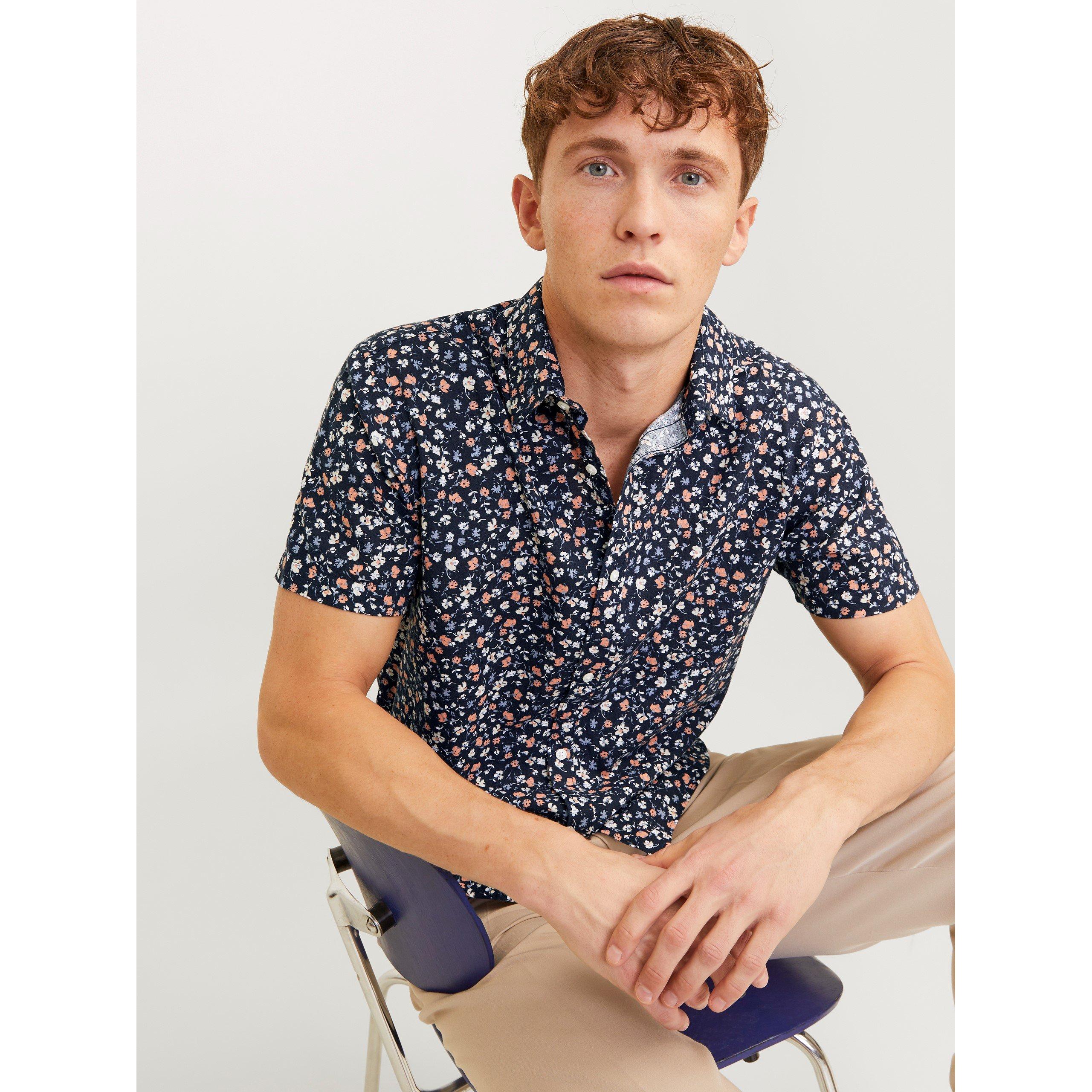 Night Sky - Jack and Jones - JJ Floral Print Short-Sleeve Shirt - 4