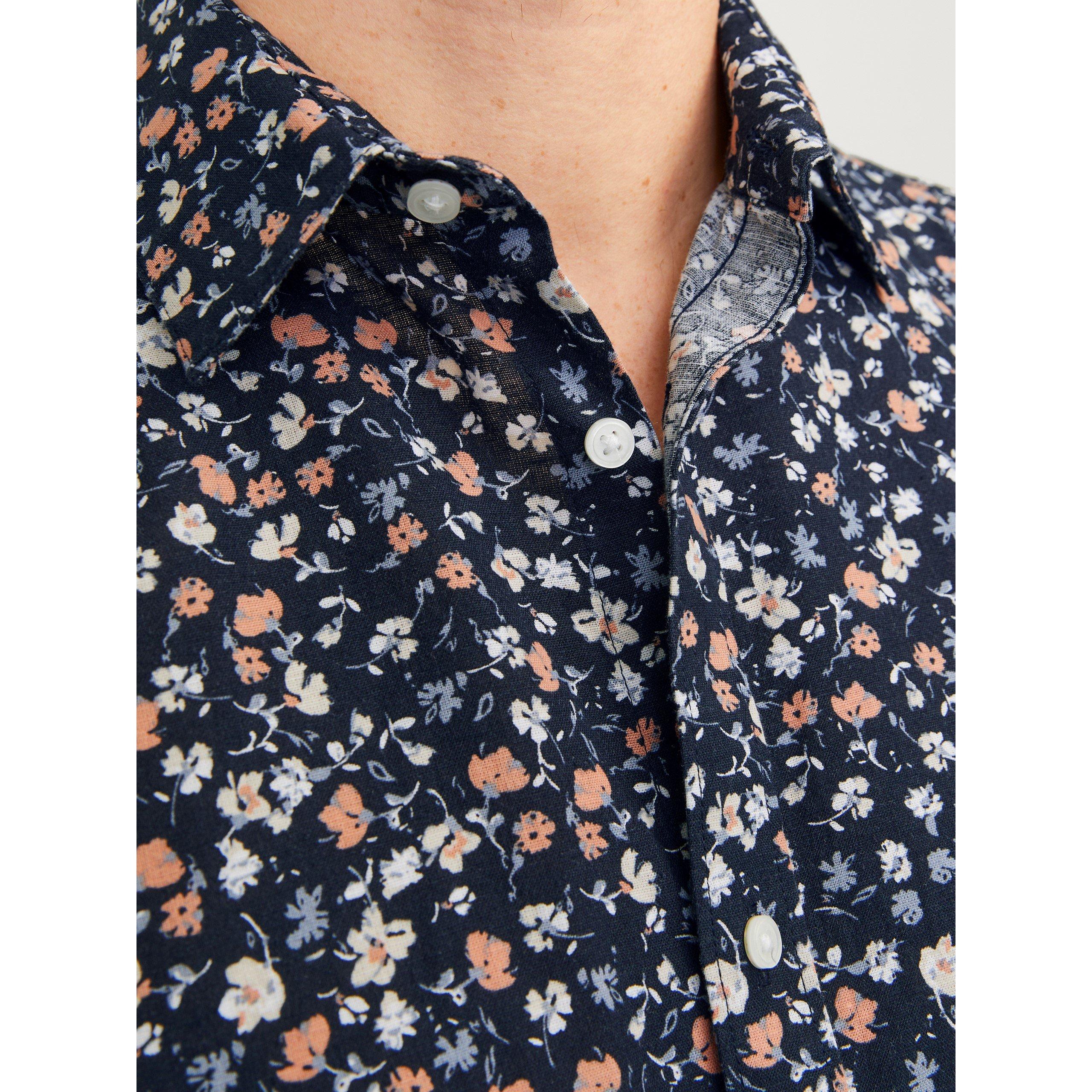 Night Sky - Jack and Jones - JJ Floral Print Short-Sleeve Shirt - 5