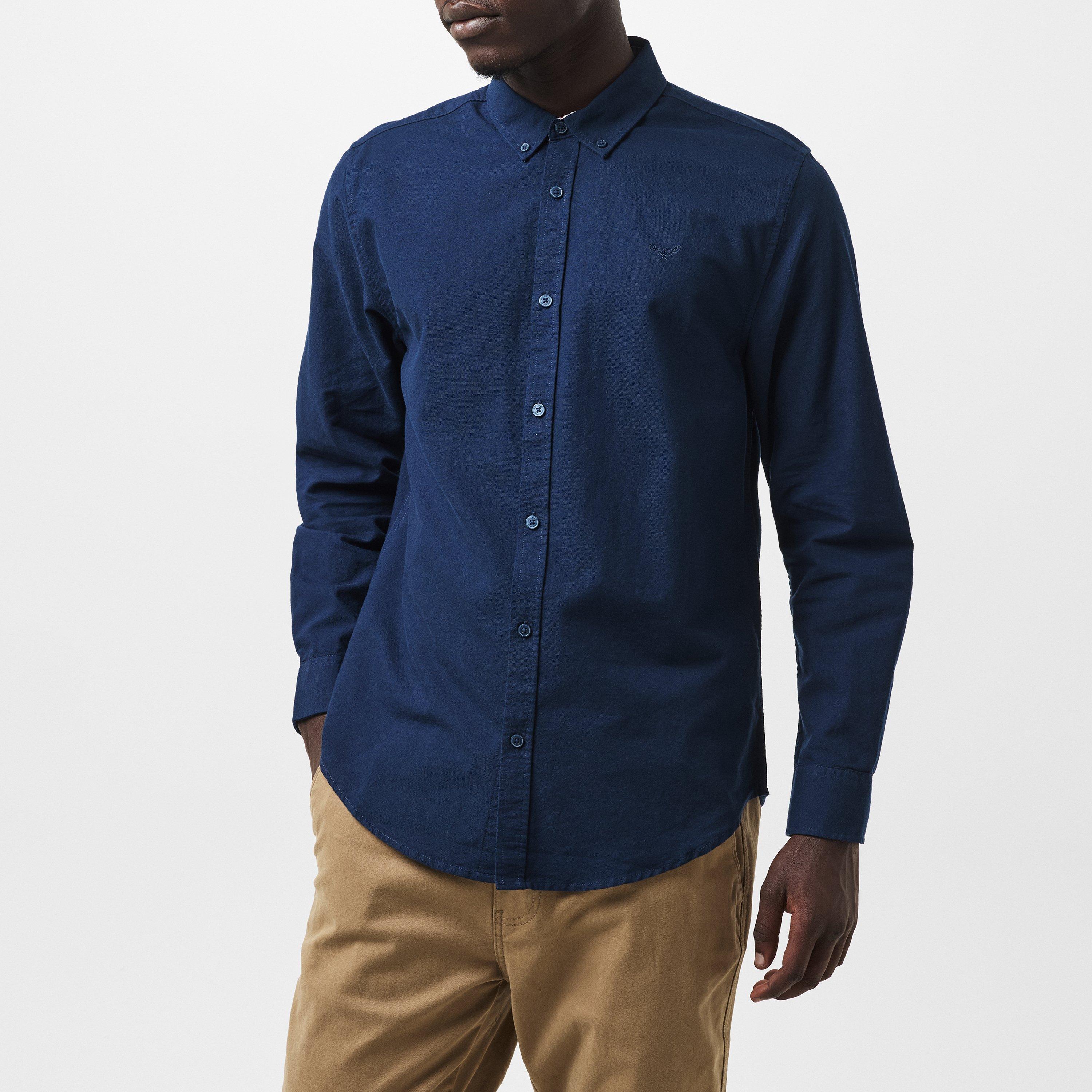 Navy/Denim - Threadbare - Beaconsfield Long-Sleeve Oxford Shirt - 6