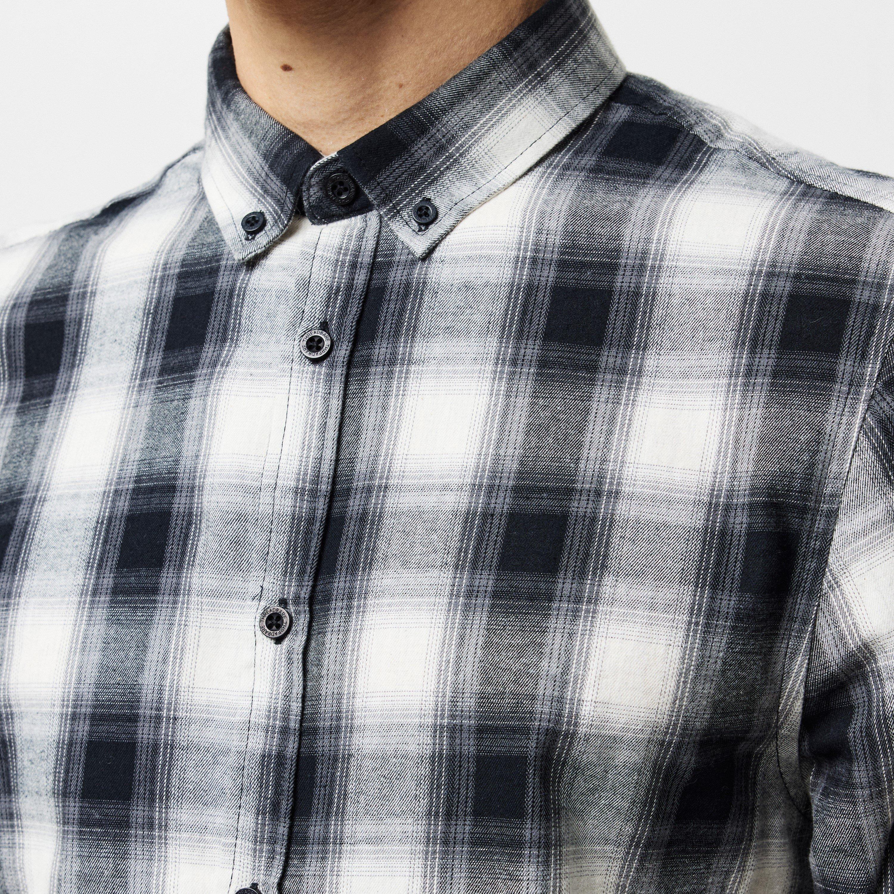 Crna - Threadbare - Cheque Long-Sleeve Patterned Shirt - 5
