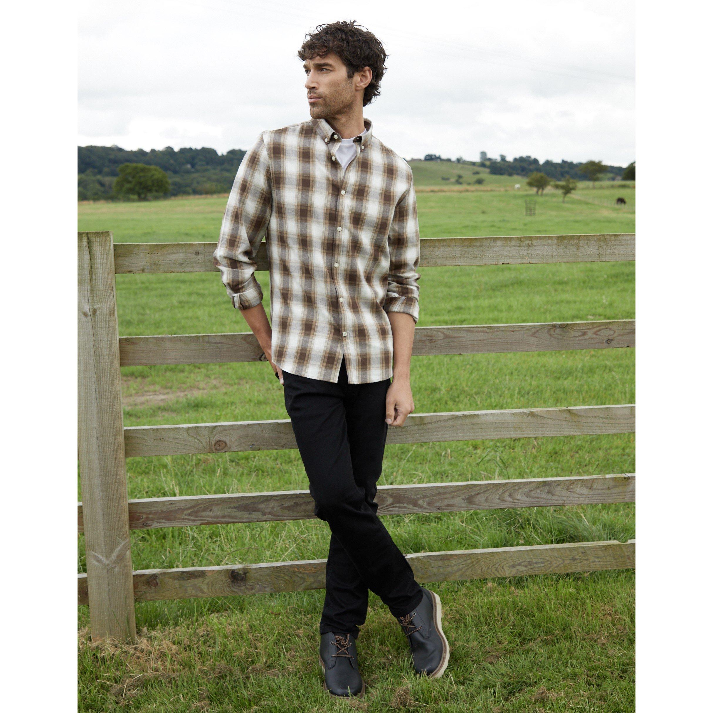 Chocolate - Threadbare - Cheque Long-Sleeve Patterned Shirt - 2