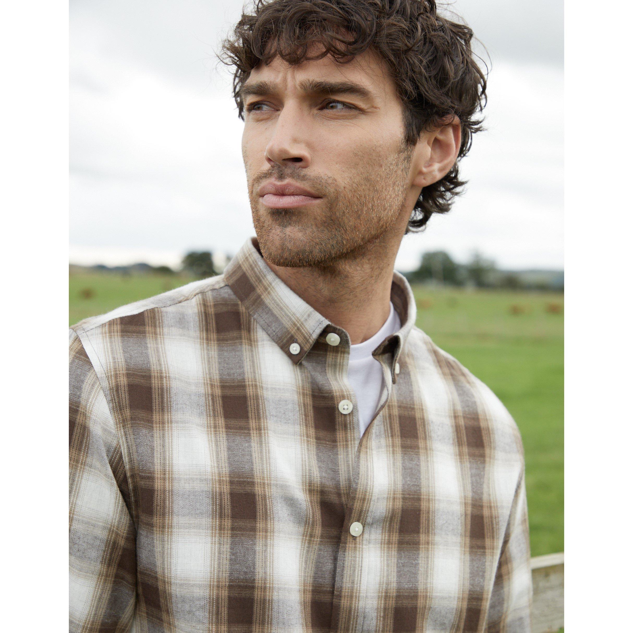 Chocolate - Threadbare - Cheque Long-Sleeve Patterned Shirt - 4