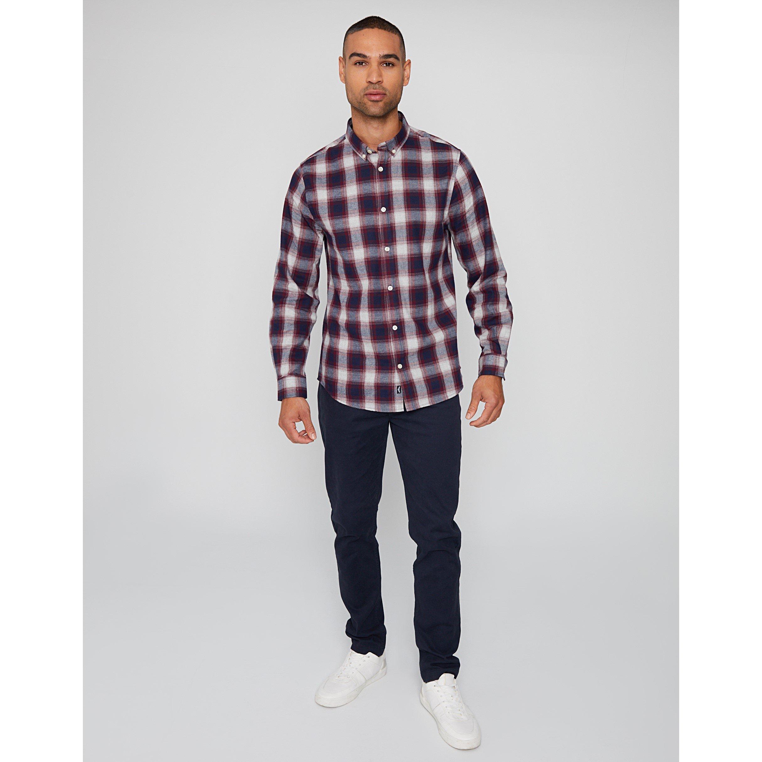 Nero/Merlot - Threadbare - Flannel Check Long-Sleeve Shirt - 2