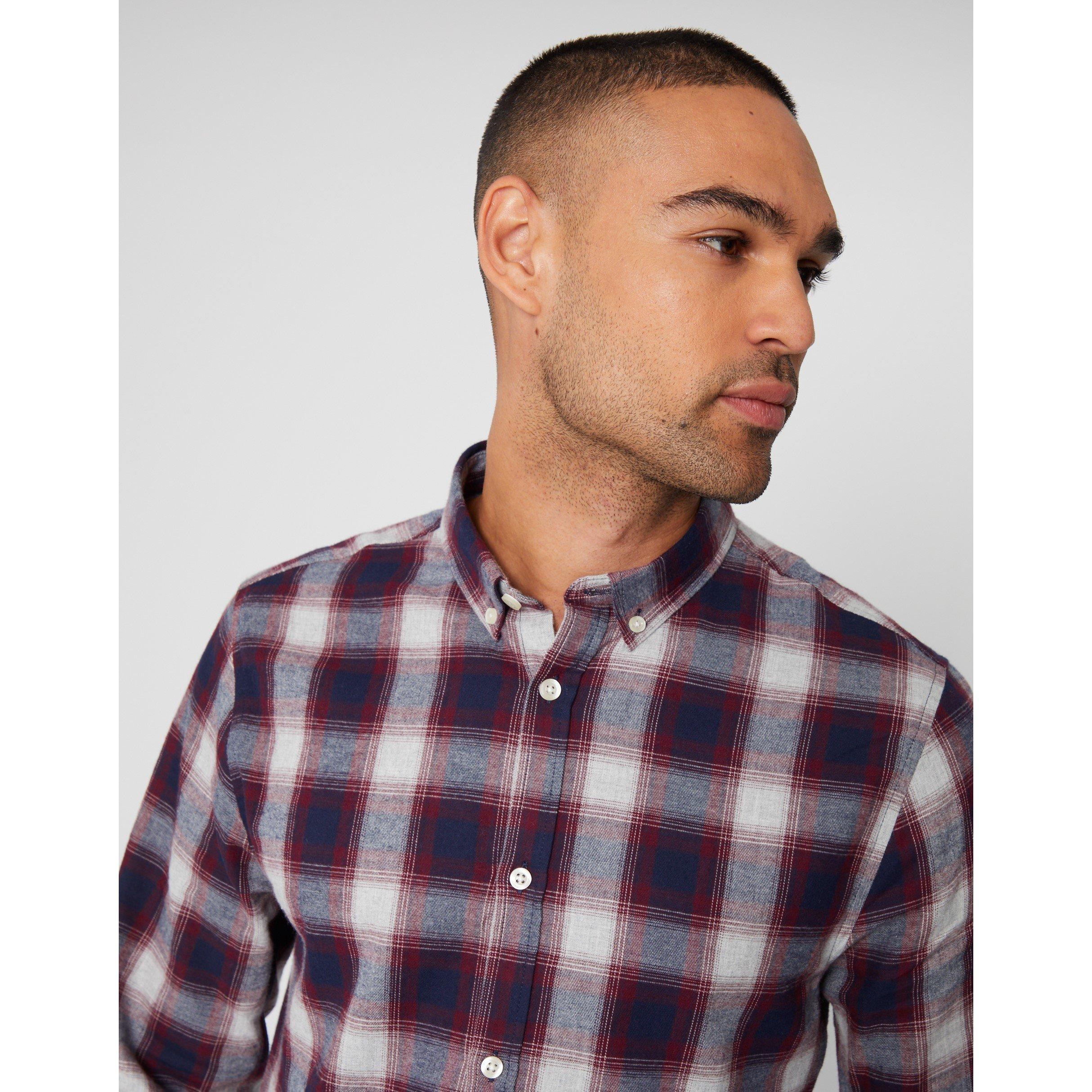 Nero/Merlot - Threadbare - Flannel Check Long-Sleeve Shirt - 4