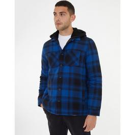 Threadbare Hooded Checked Shacket Mens