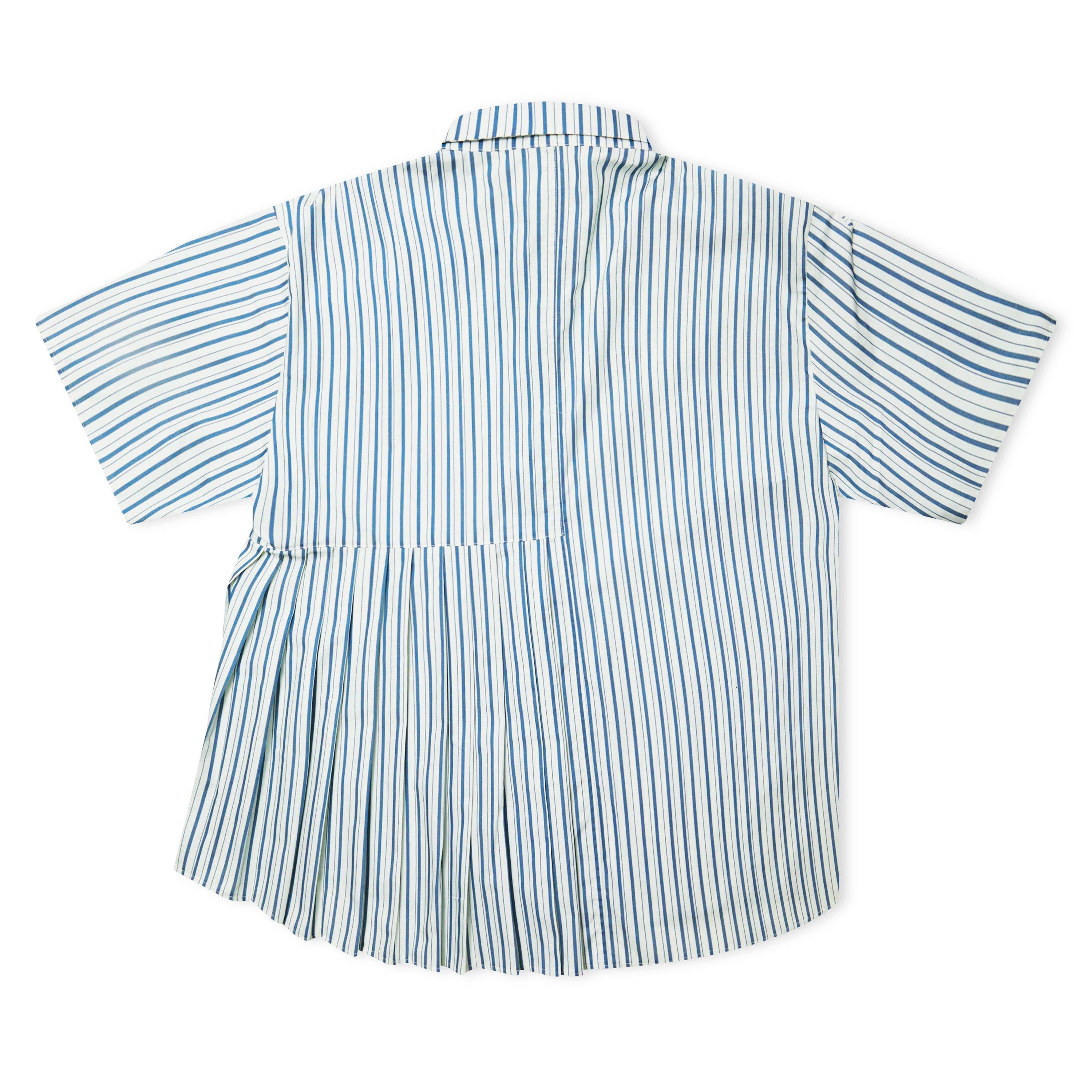 Blue/Cream - Gbadebo - Pleated Striped Shirt - 2