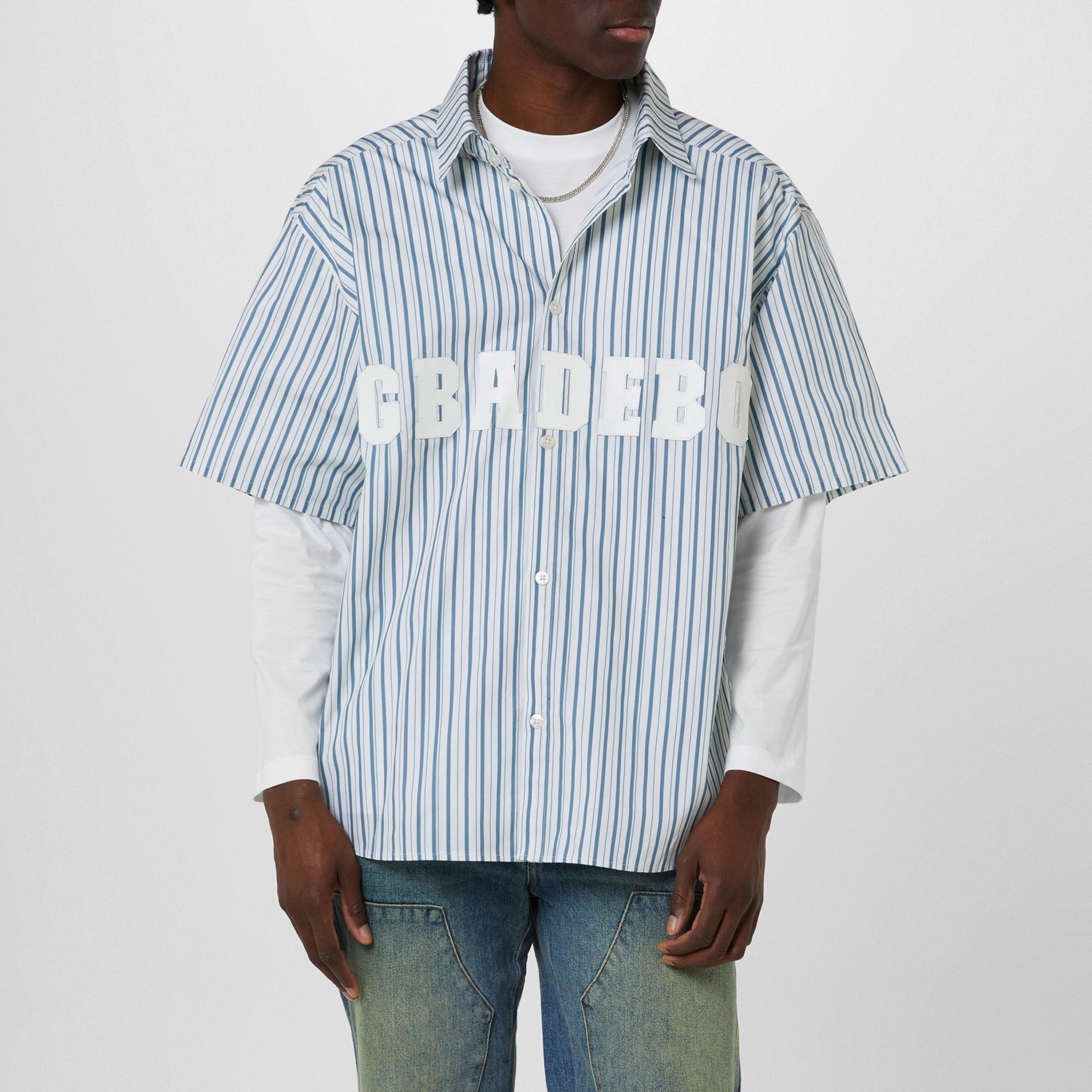 Blue/Cream - Gbadebo - Pleated Striped Shirt - 3