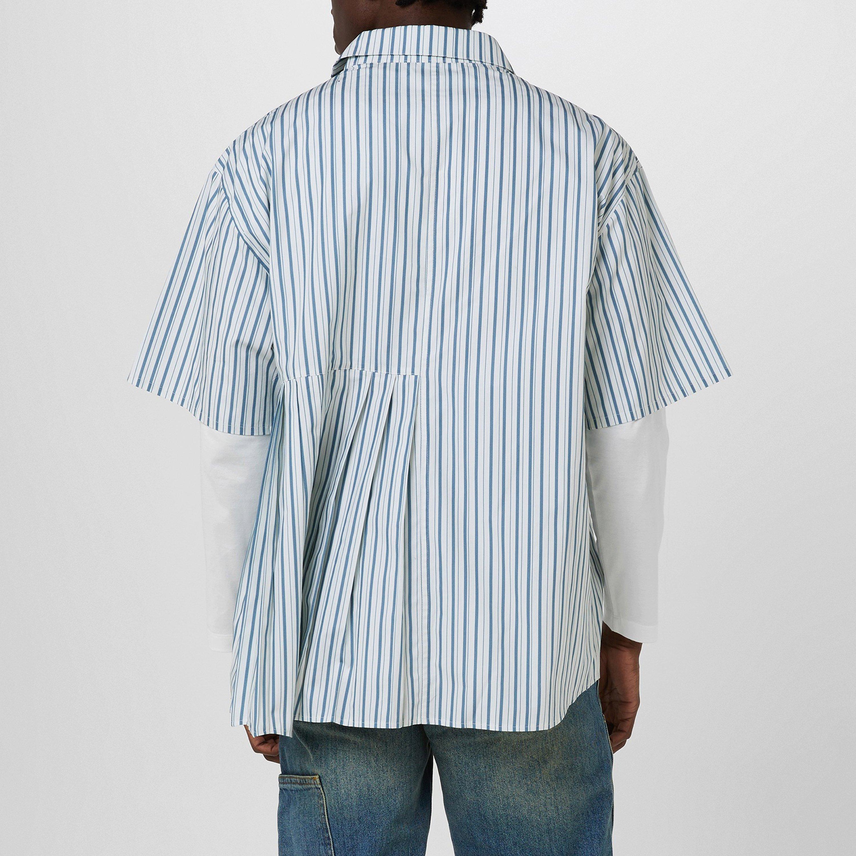 Blue/Cream - Gbadebo - Pleated Striped Shirt - 4