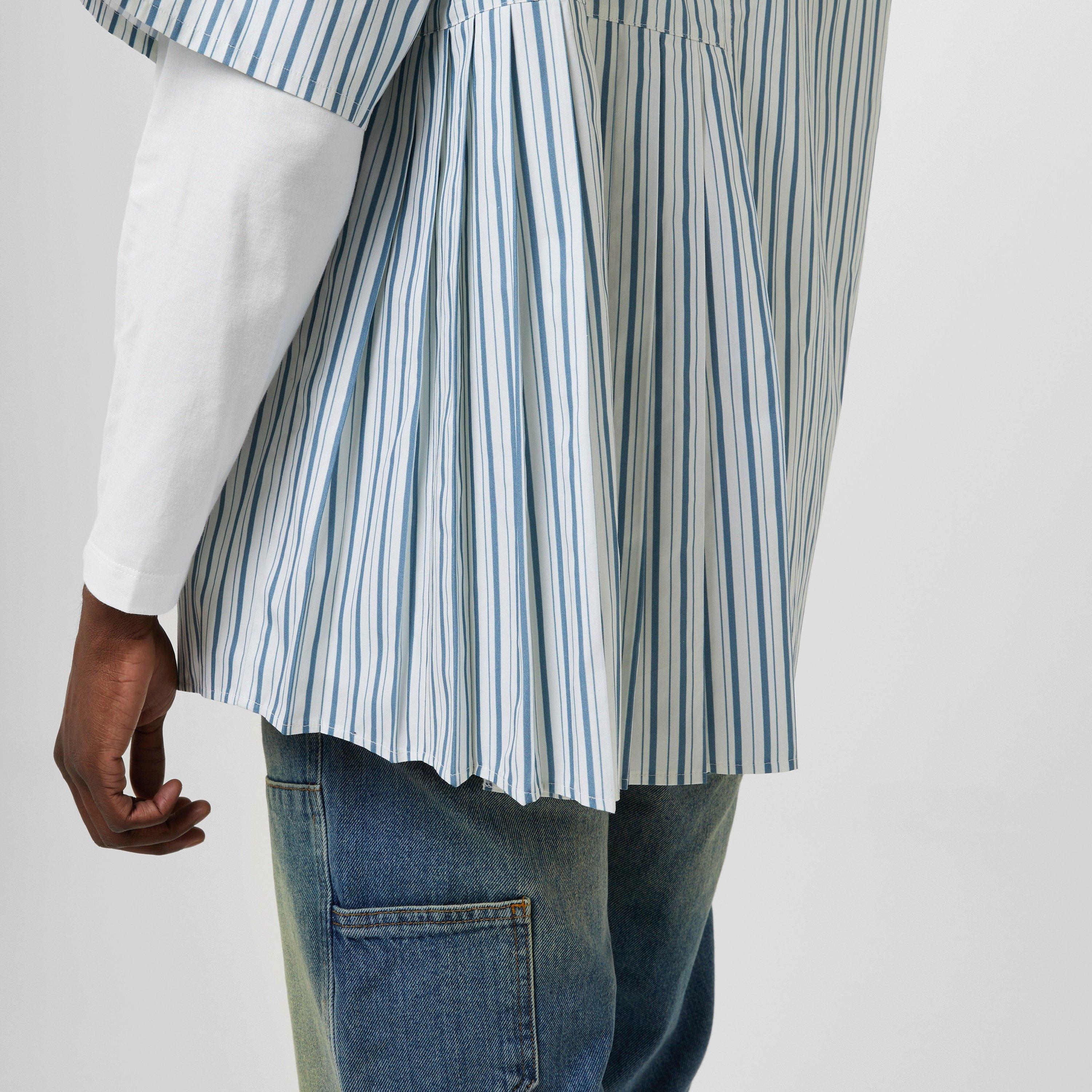 Blue/Cream - Gbadebo - Pleated Striped Shirt - 5