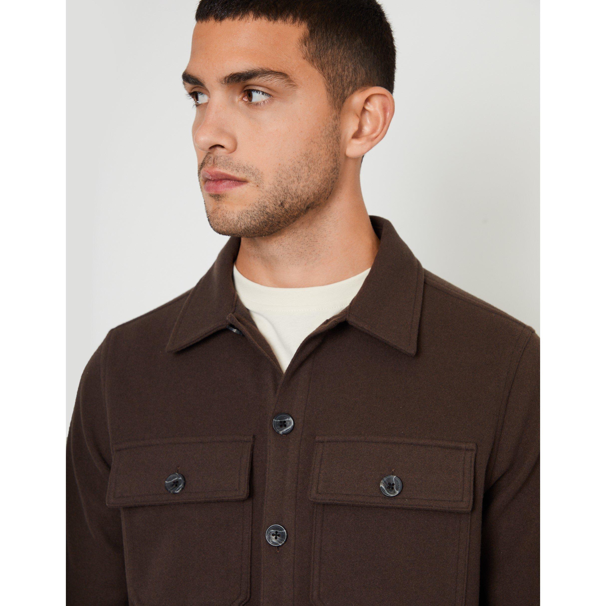 Chocolate - Threadbare - Long-Sleeve Plain Shirt - 4