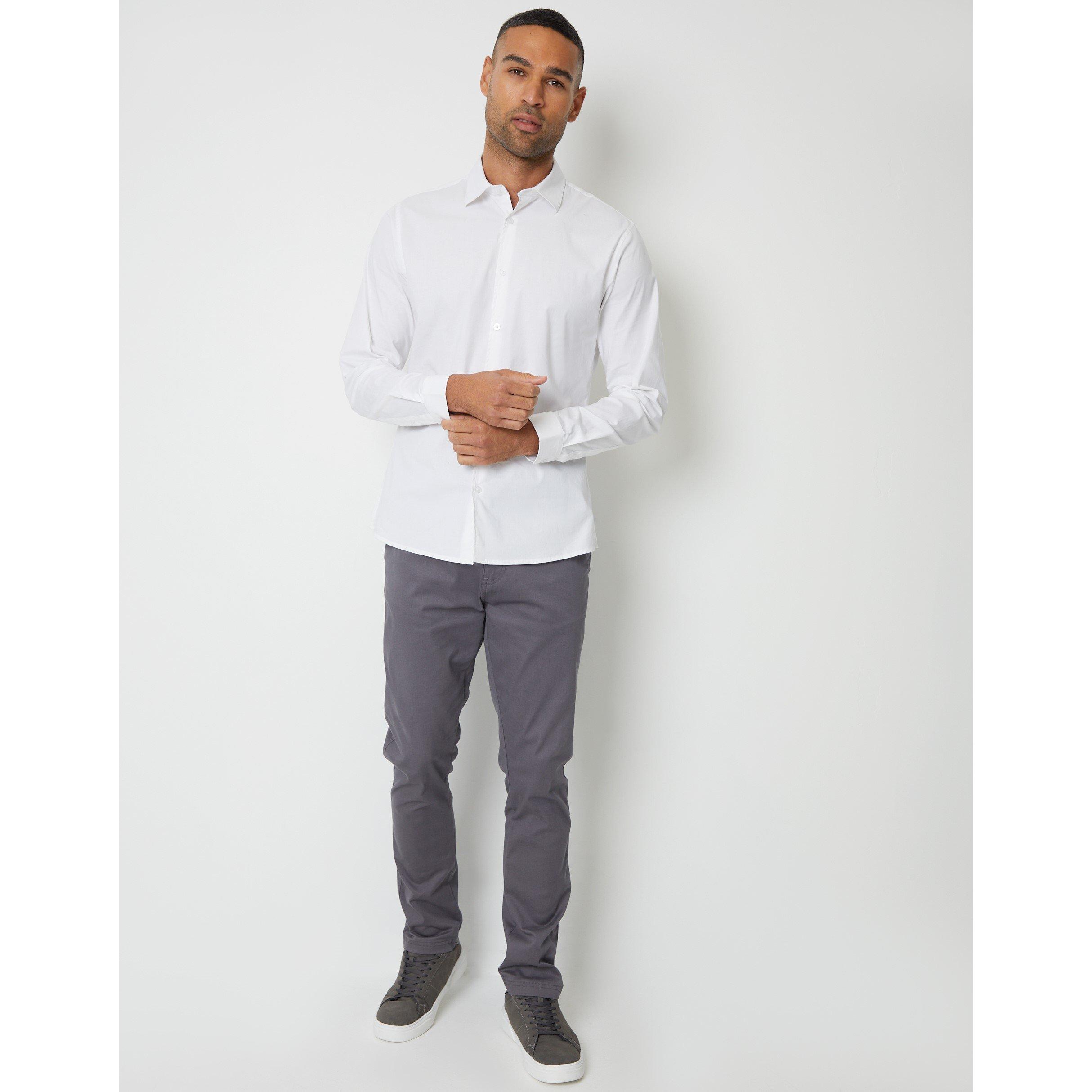 Hvid - Threadbare - Long-Sleeve Plain Shirt - 2