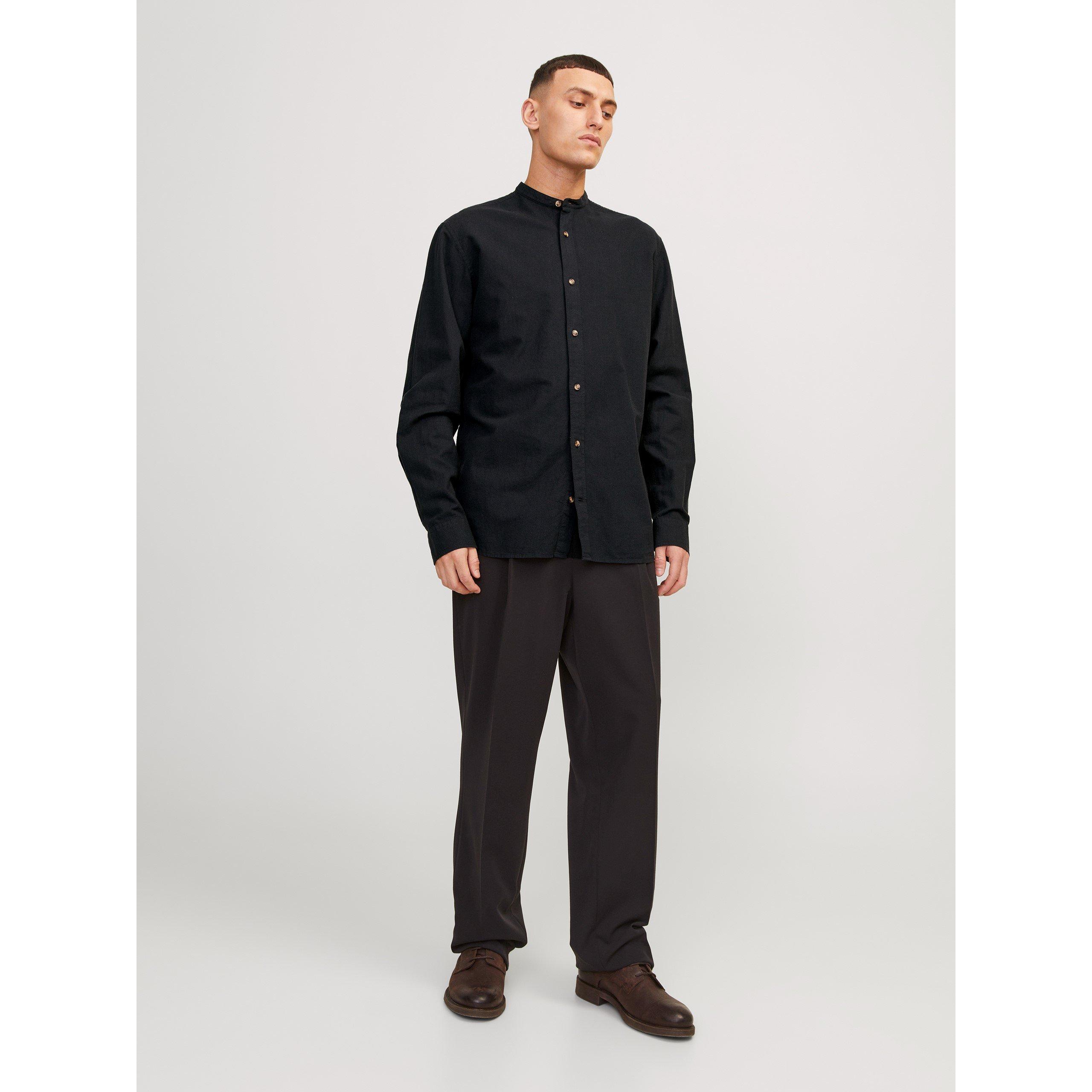 Nero - Jack and Jones - Long-Sleeve Buttoned Linen Shirt - 2