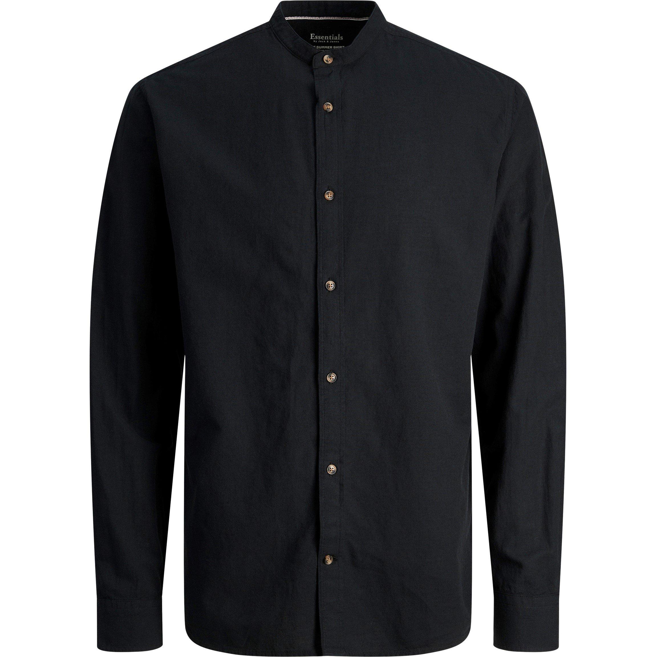 Nero - Jack and Jones - Long-Sleeve Buttoned Linen Shirt - 6