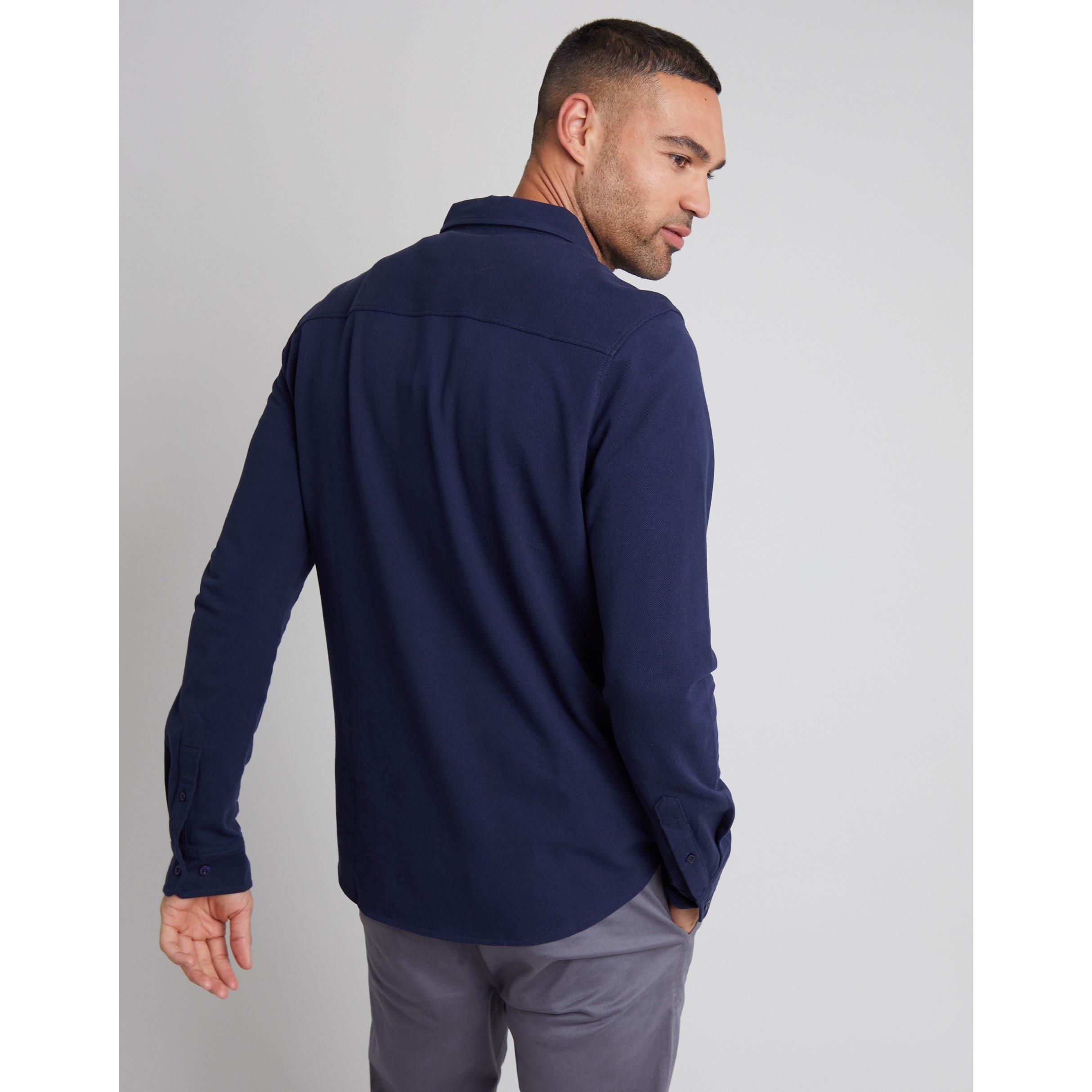 White/Navy - Threadbare - Long-Sleeve Plain Shirt - 3