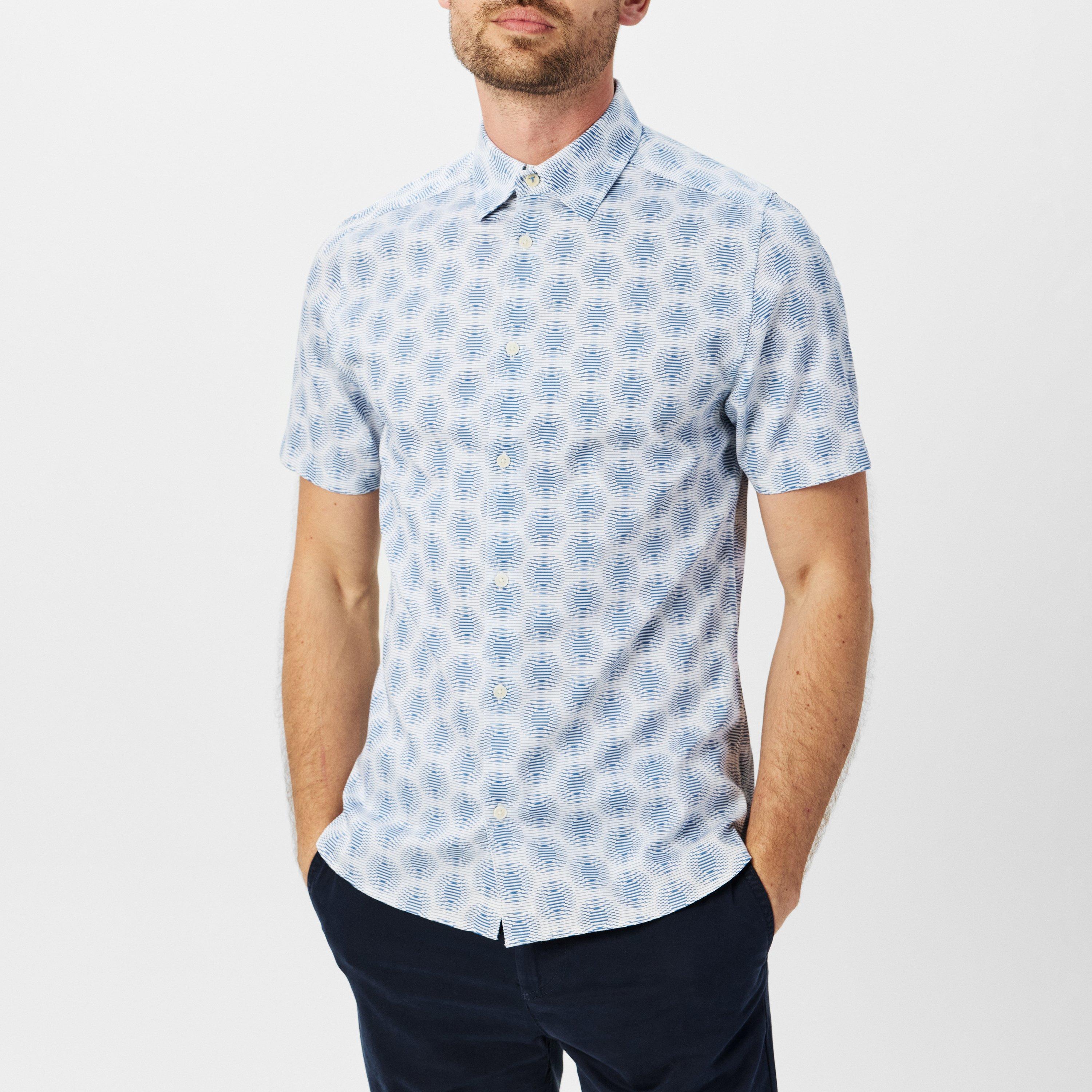 Bianco - Ted Baker - Men's Short-Sleeve Patterned Shirt - 2