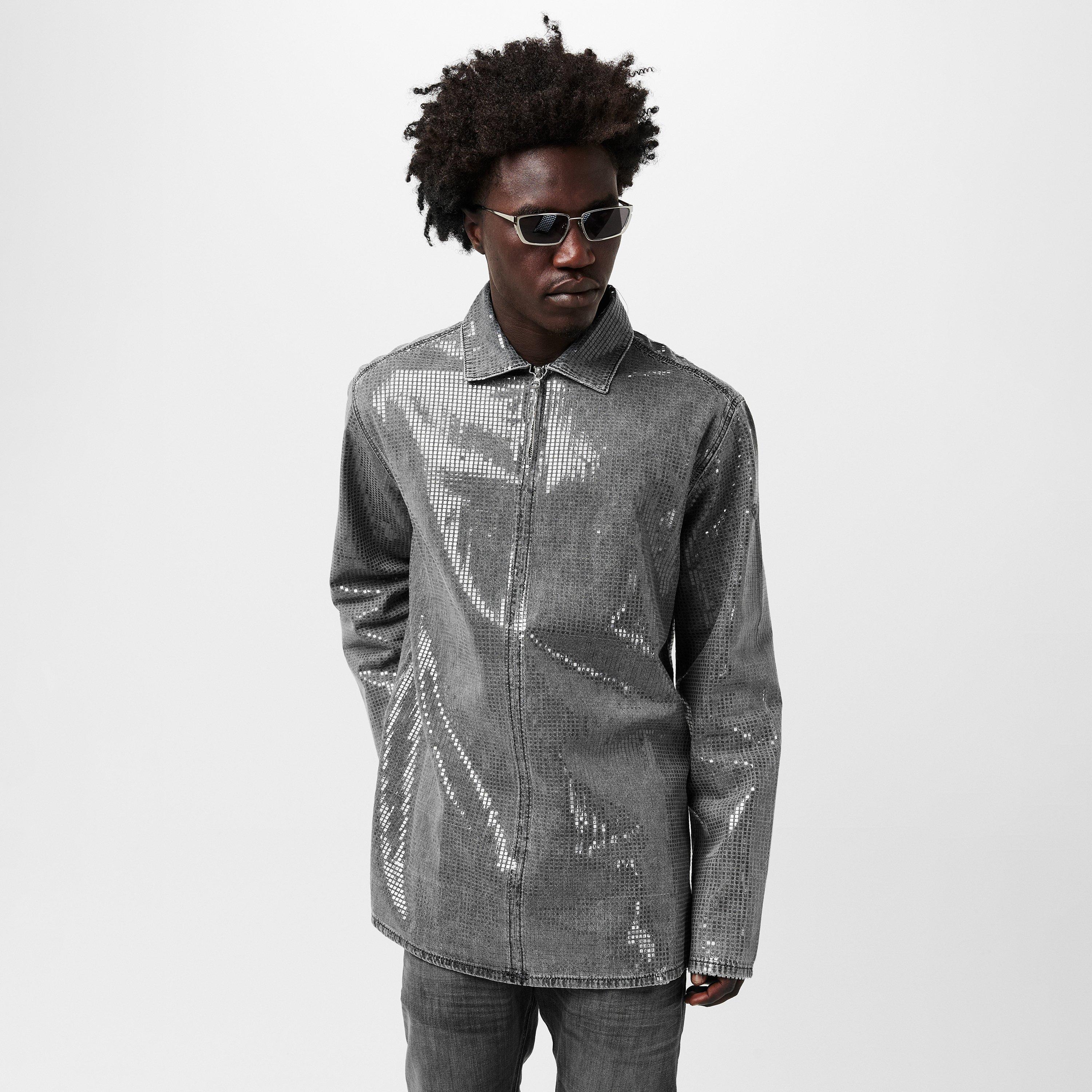 Black/Grey Denm - Diesel - Men's Long-Sleeve Plain Shirt - 3