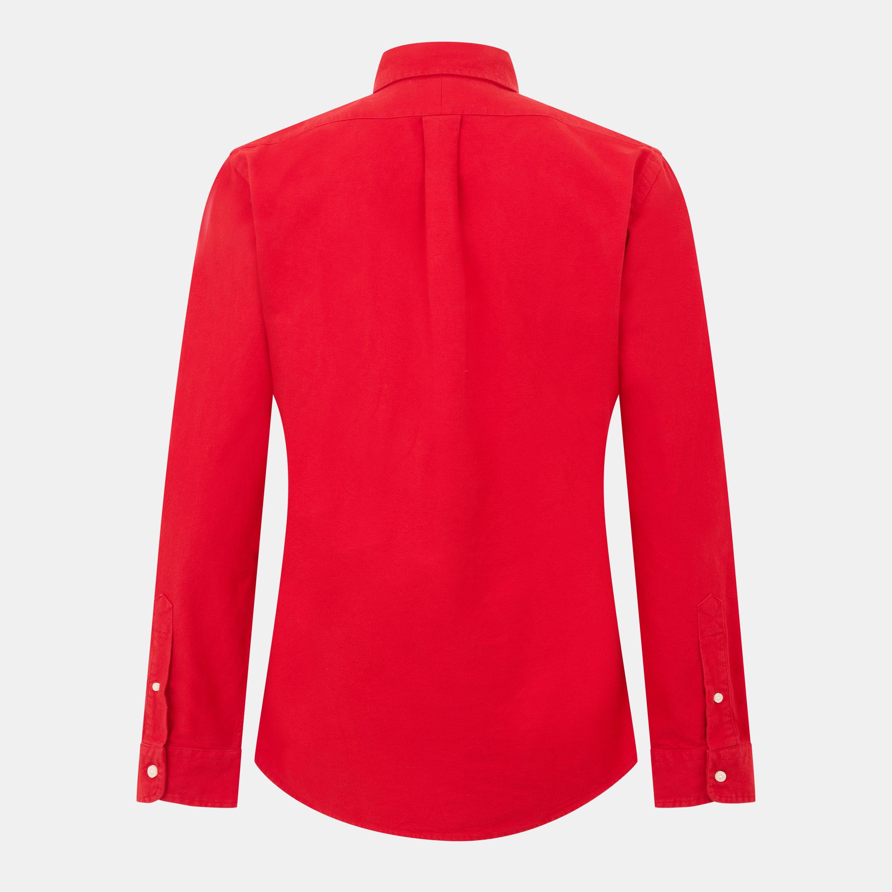 RL 2000 Red - Polo Ralph Lauren - Men's Brushed Oxford Long-Sleeve Plain Shirt - 2