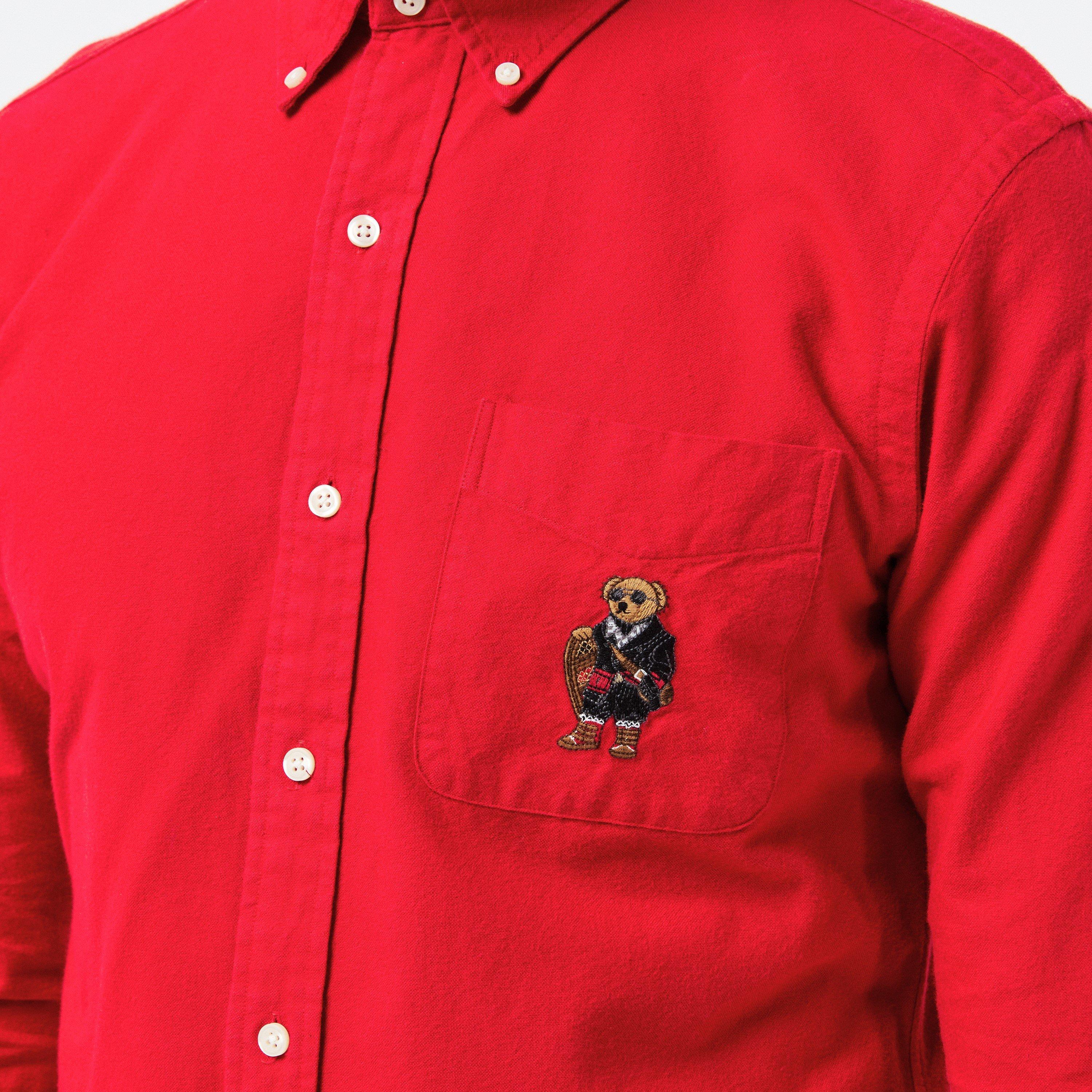 RL 2000 Red - Polo Ralph Lauren - Men's Brushed Oxford Long-Sleeve Plain Shirt - 5