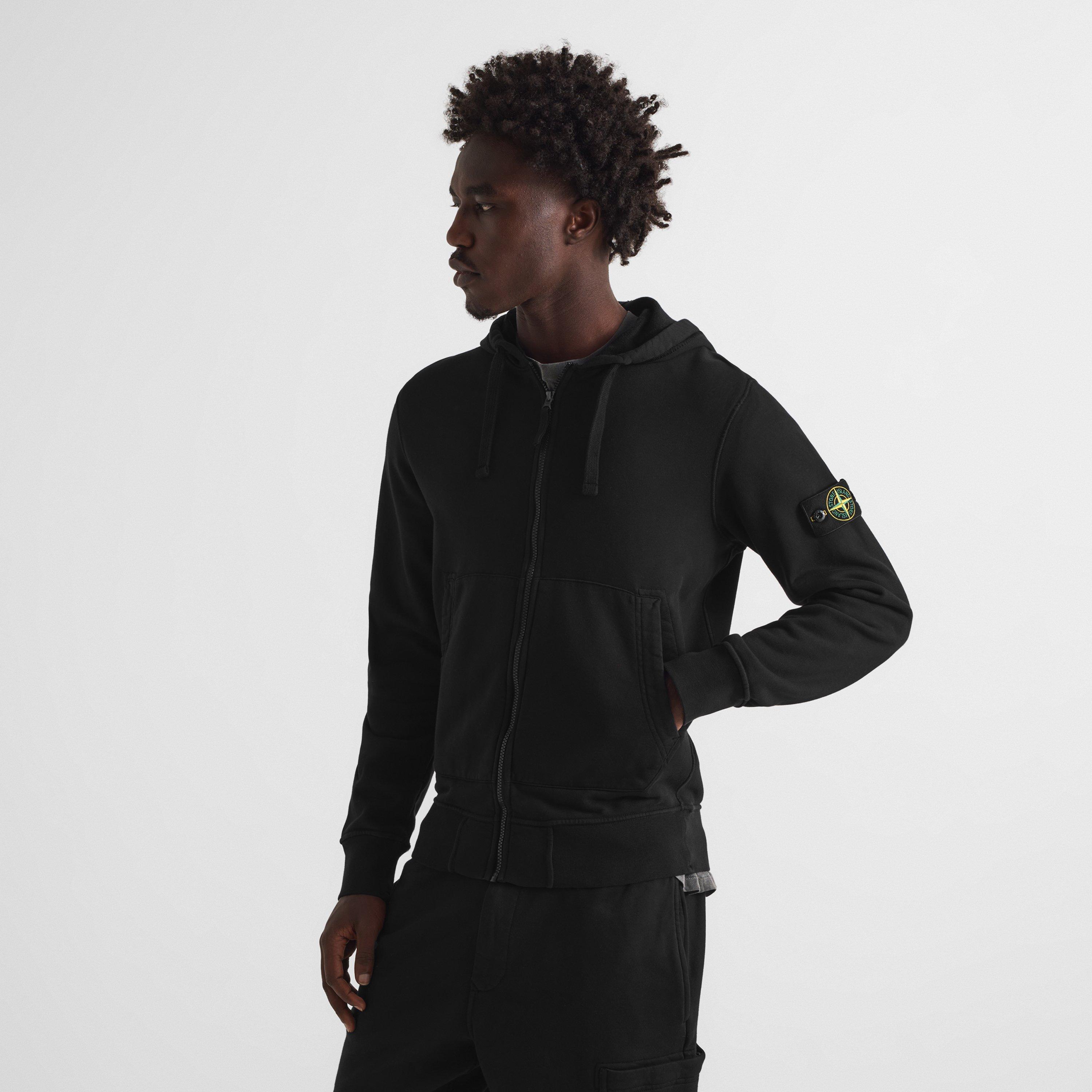 Black V0029 - Stone Island - Men's Lightweight Cotton Full-Zip Hoodie - 3