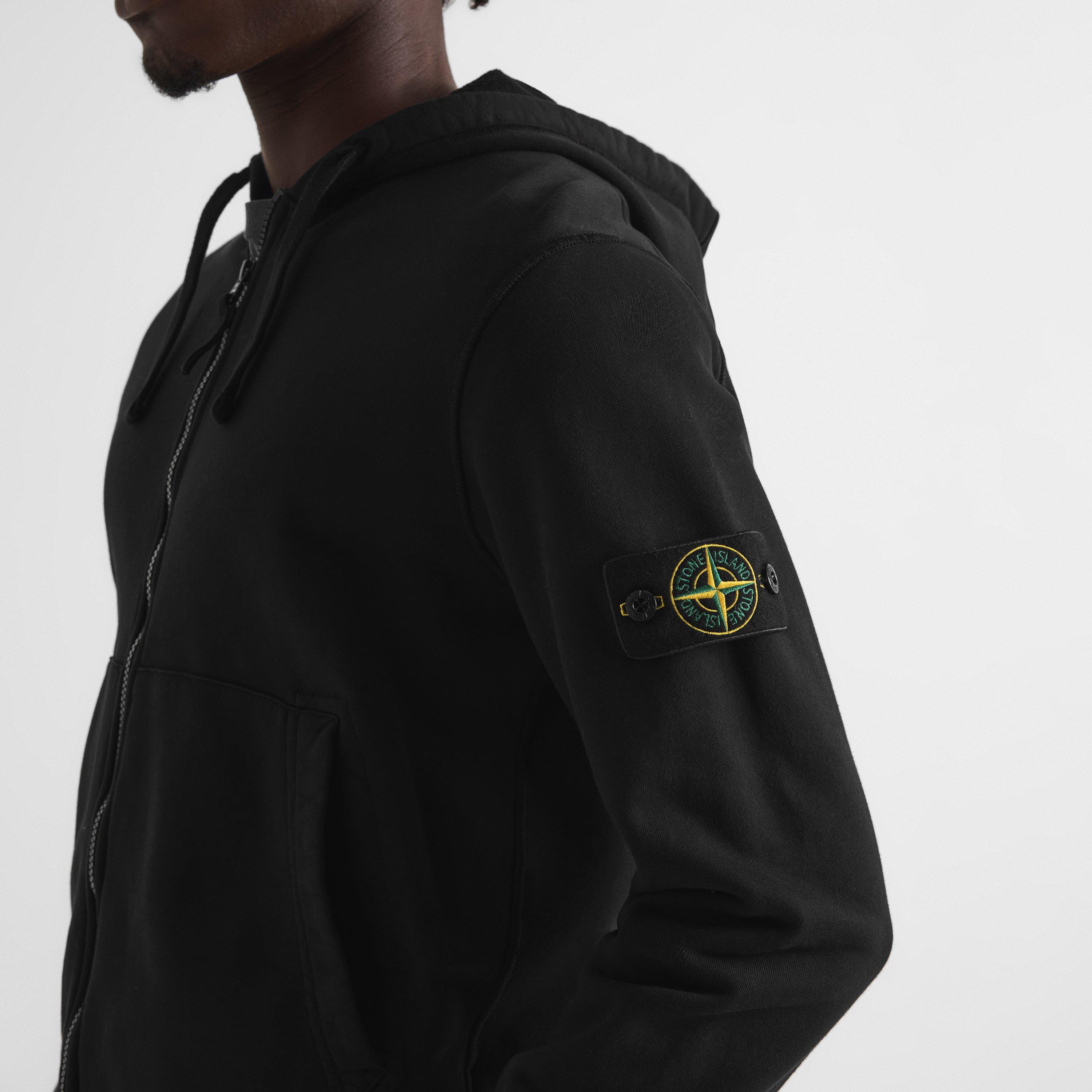 Black V0029 - Stone Island - Men's Lightweight Cotton Full-Zip Hoodie - 5