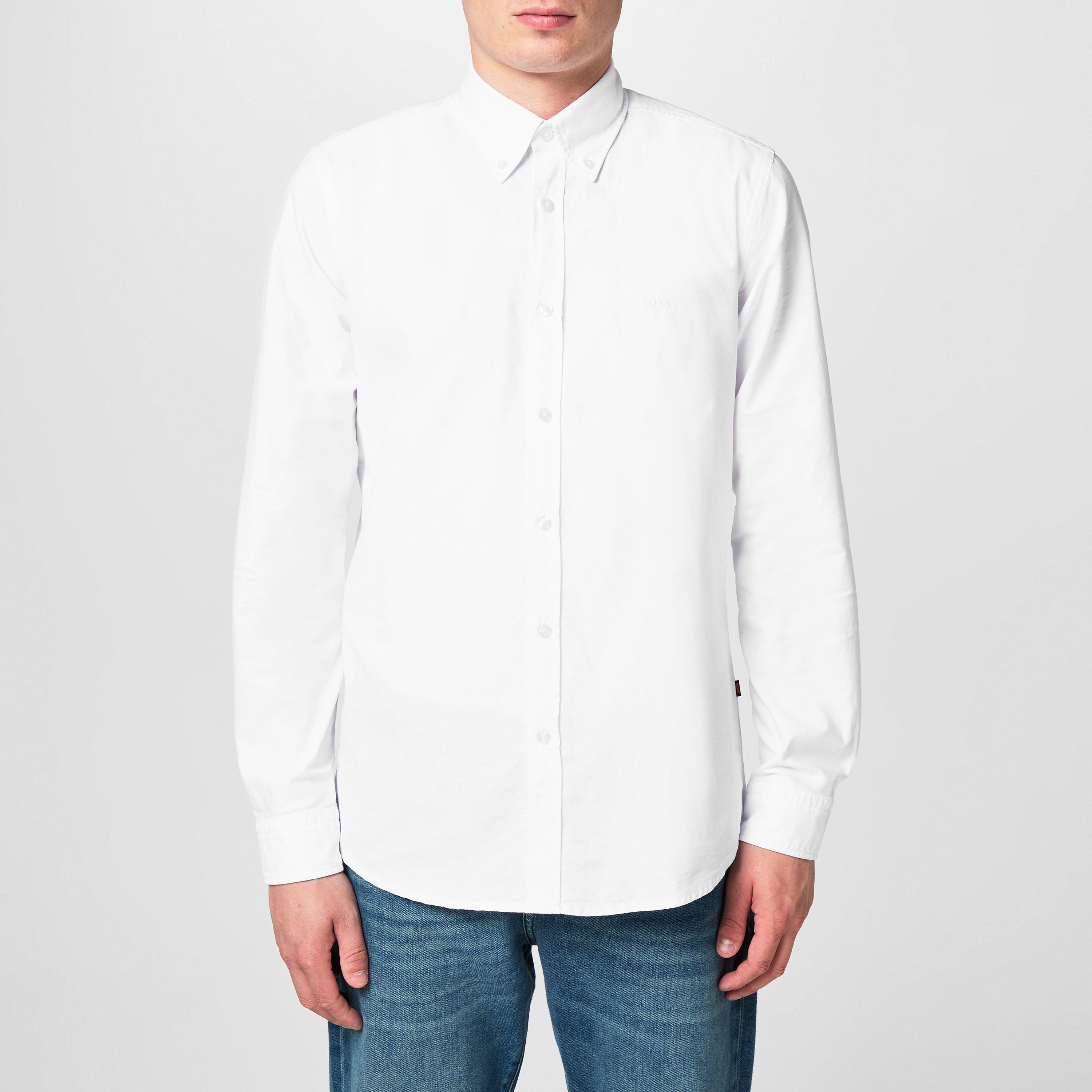 White 100 - Boss - Men's Rickert Oxford Shirt, Classic Style - 3