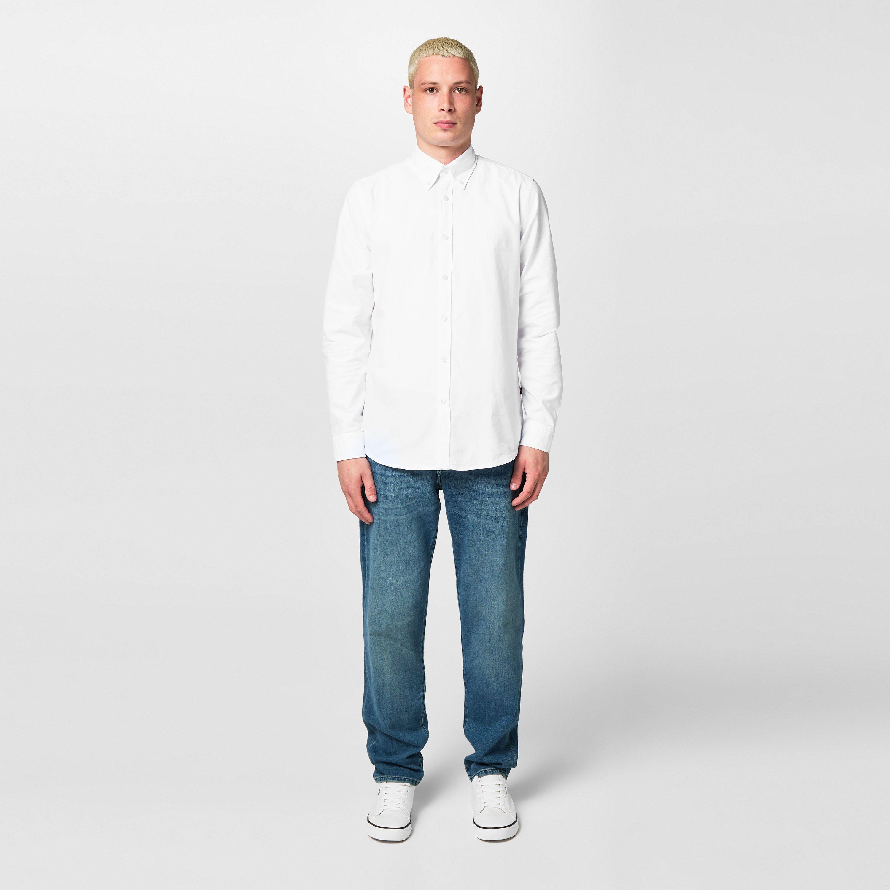 White 100 - Boss - Men's Rickert Oxford Shirt, Classic Style - 6