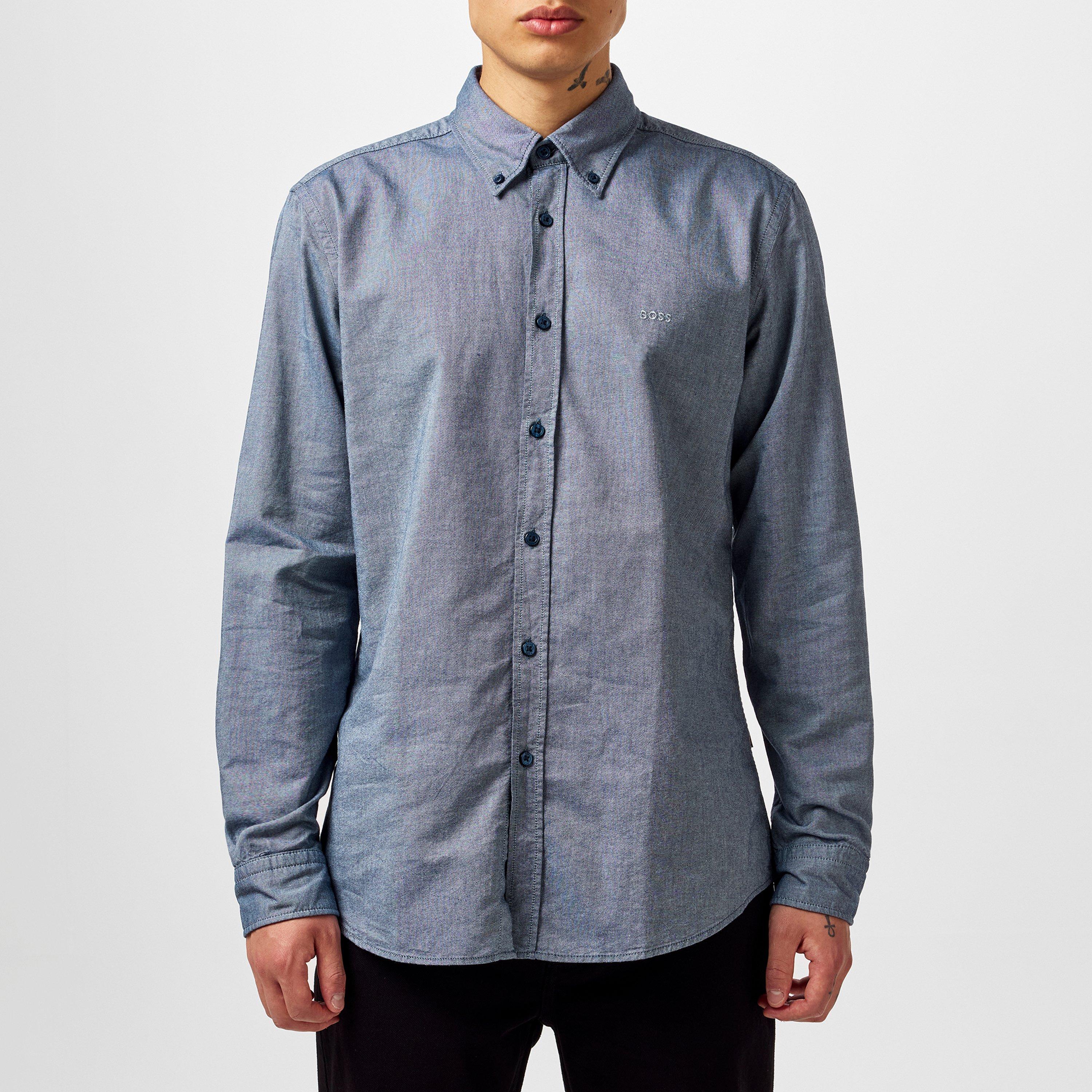 Navy 418 - Boss - Men's Rickert Oxford Shirt, Classic Style - 3
