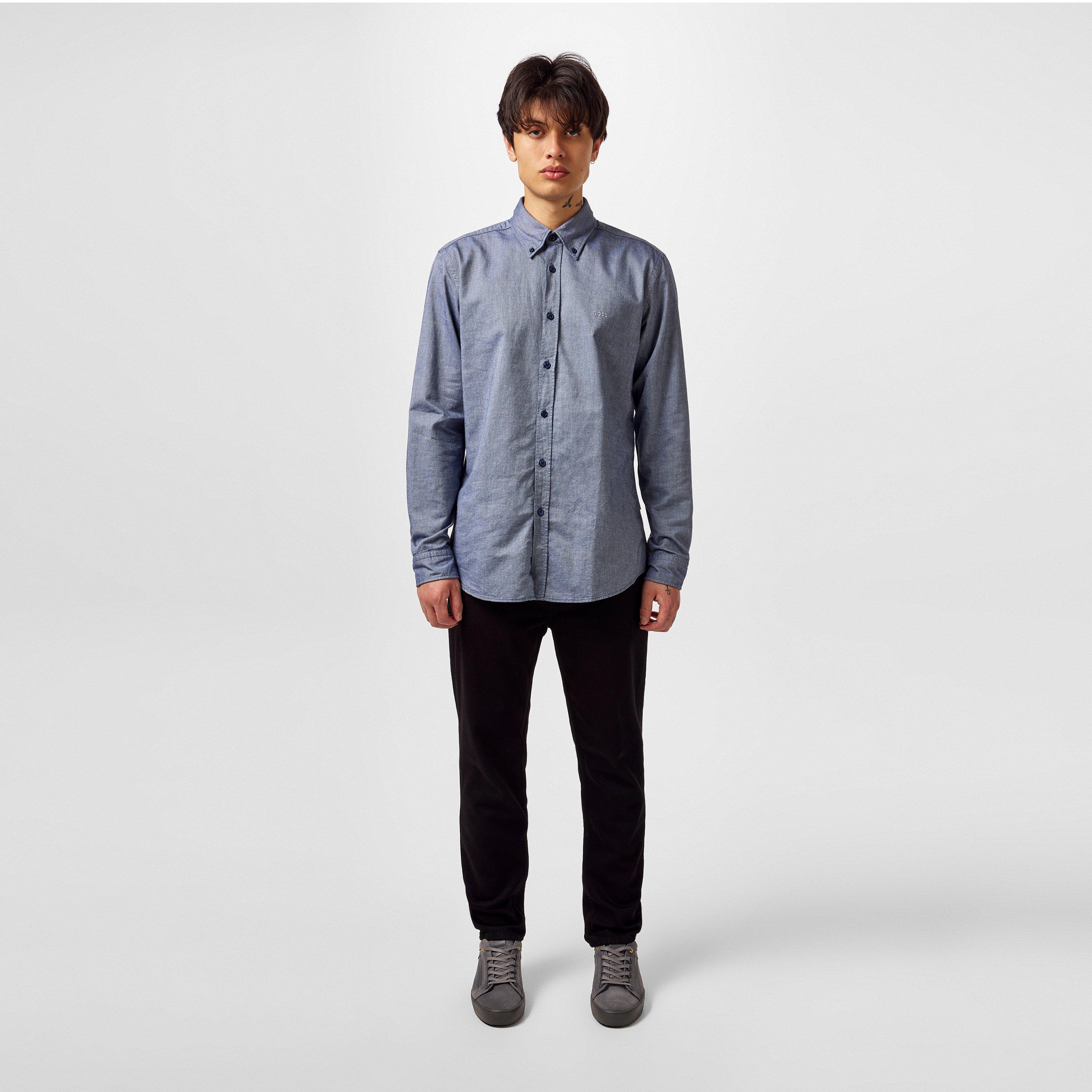 Navy 418 - Boss - Men's Rickert Oxford Shirt, Classic Style - 5