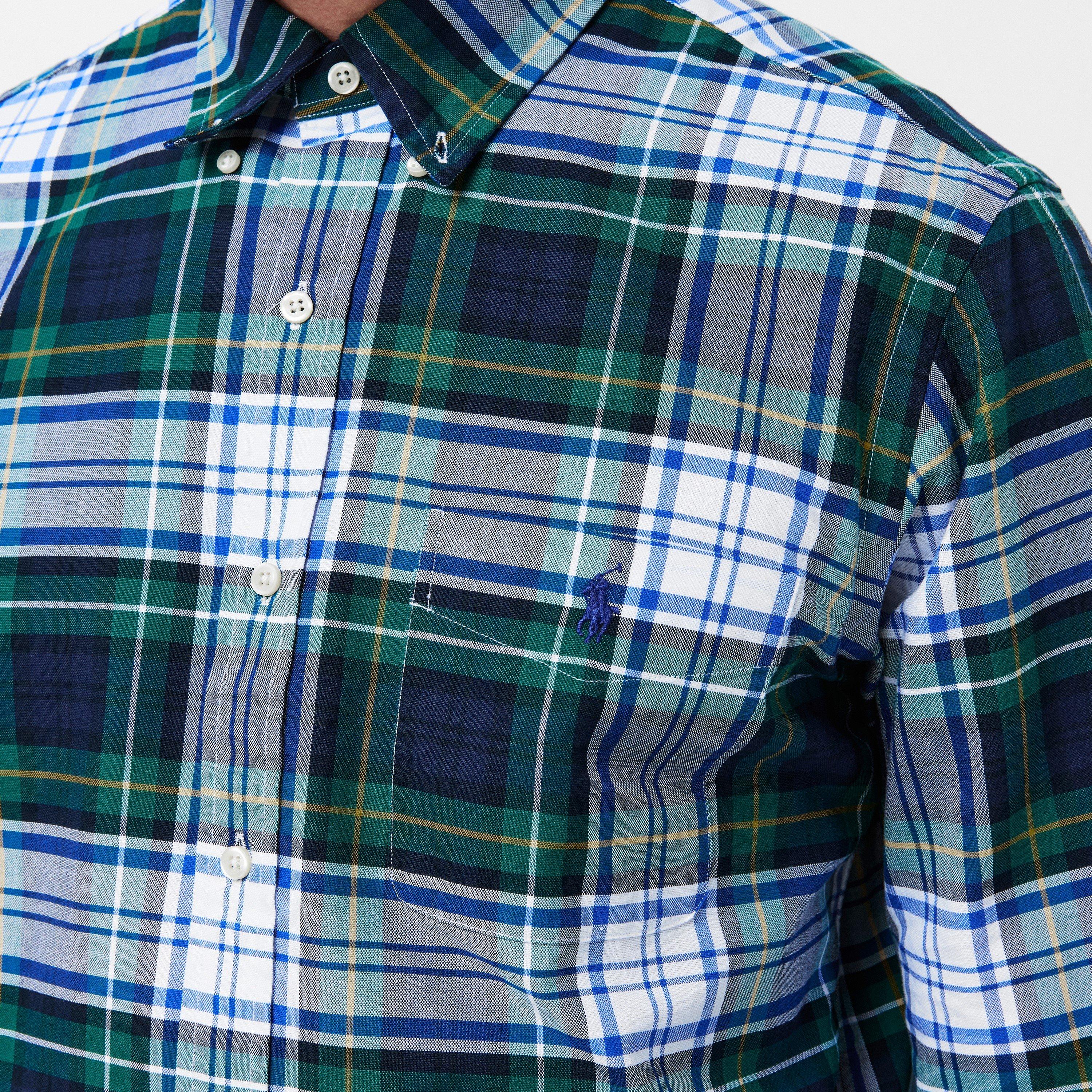 Green/Blu Multi - Polo Ralph Lauren - Men's Check Oxford Long-Sleeve Patterned Shirt - 5