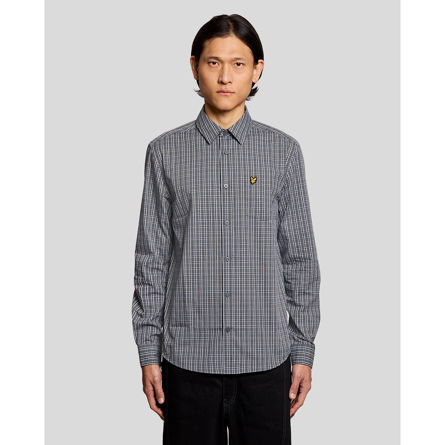 Dark Navy Z271 - Lyle and Scott - Men's Long Sleeve Patterned Shirt - 6
