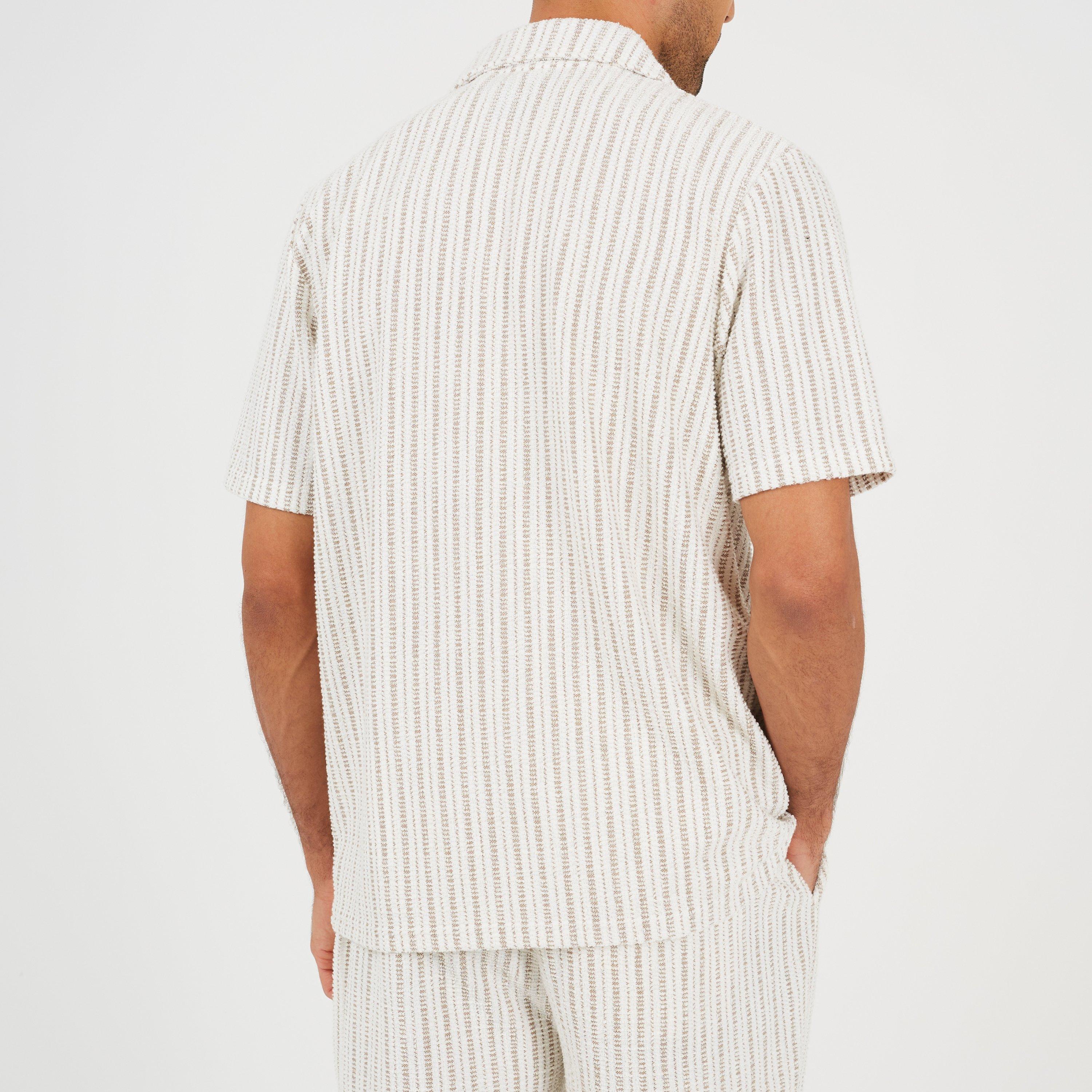 Cream/Taupe - Brave Soul - BS Stripe Shirt Sn63 - 2