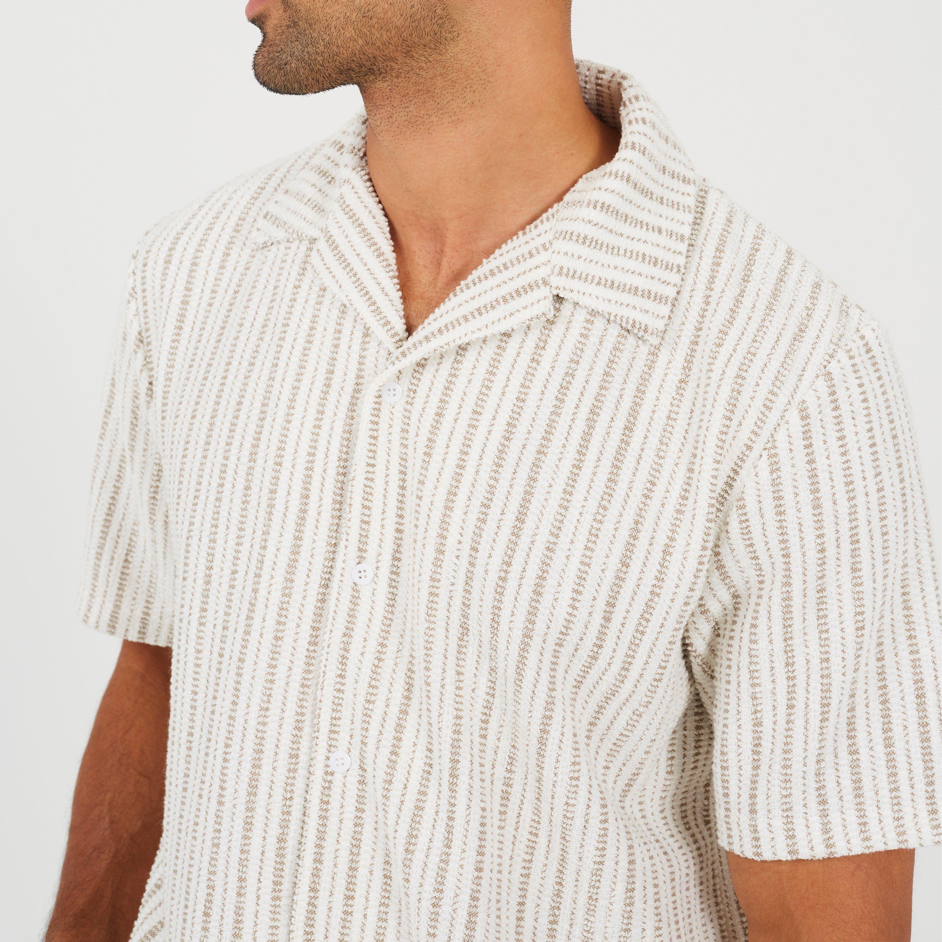 Cream/Taupe - Brave Soul - BS Stripe Shirt Sn63 - 3