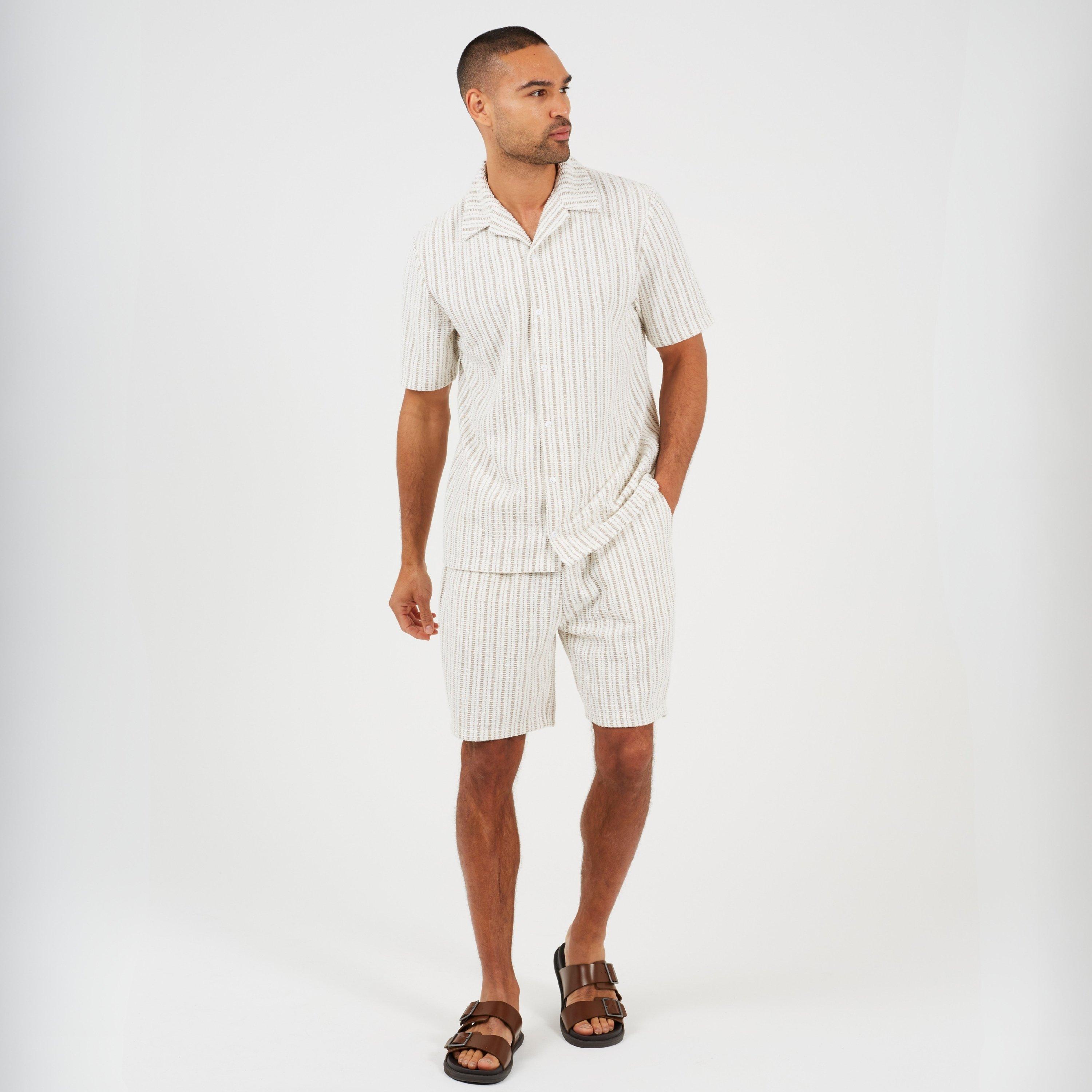 Cream/Taupe - Brave Soul - BS Stripe Shirt Sn63 - 4