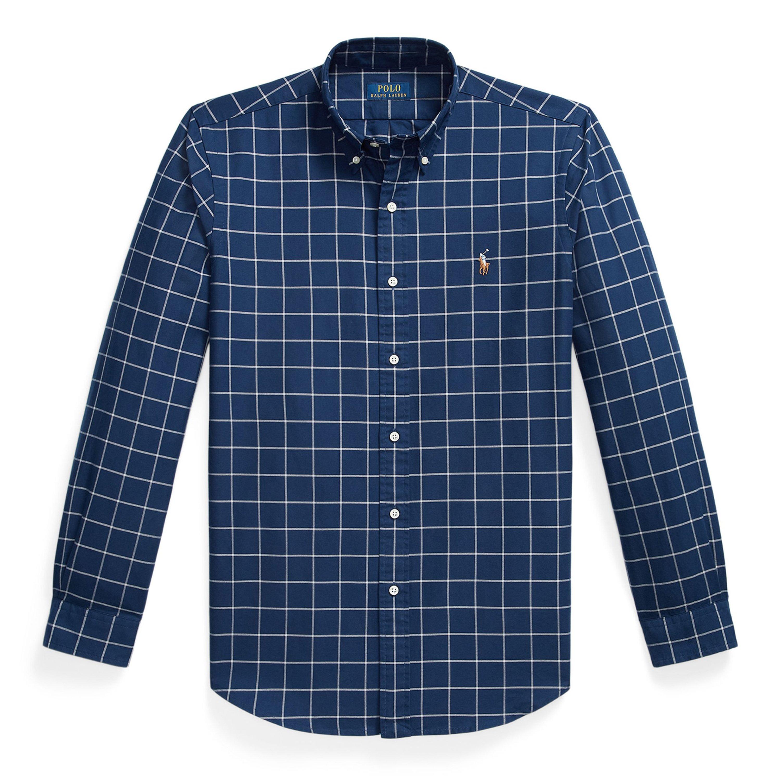 Navy/White - Polo Ralph Lauren - Men's Long Sleeve Patterned Shirt - 1