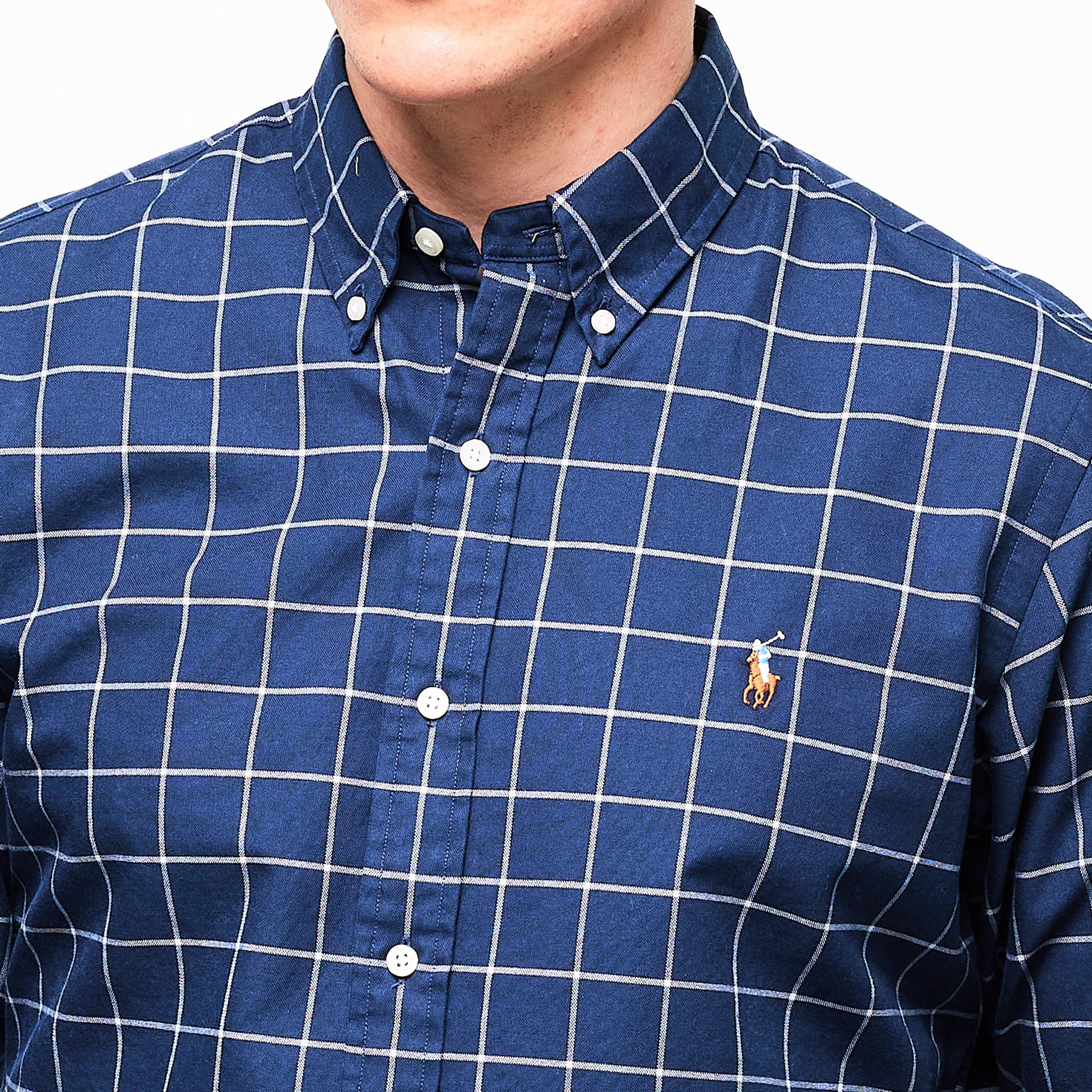 Navy/White - Polo Ralph Lauren - Men's Long Sleeve Patterned Shirt - 5