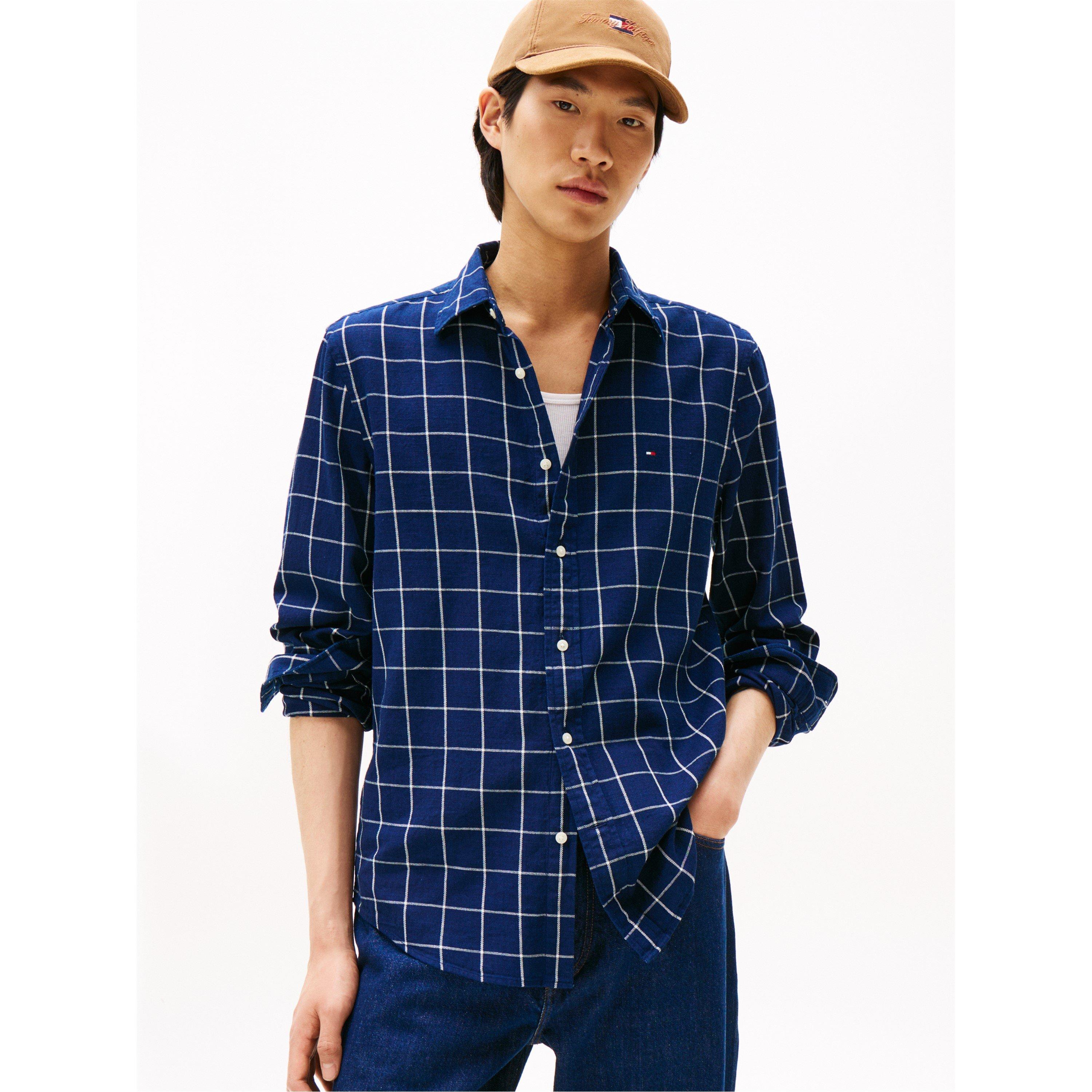 Blue Indigo 0MS - Tommy Hilfiger - Men's Twill Check Long-Sleeve Patterned Shirt - 2