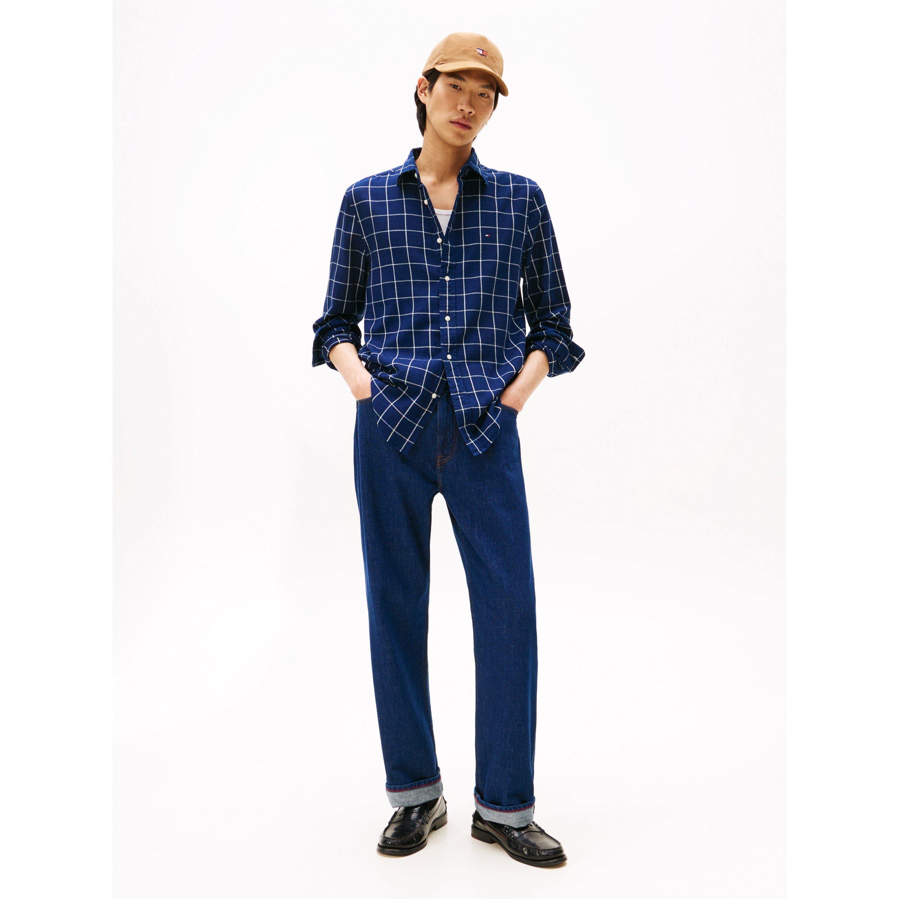 Blue Indigo 0MS - Tommy Hilfiger - Men's Twill Check Long-Sleeve Patterned Shirt - 3