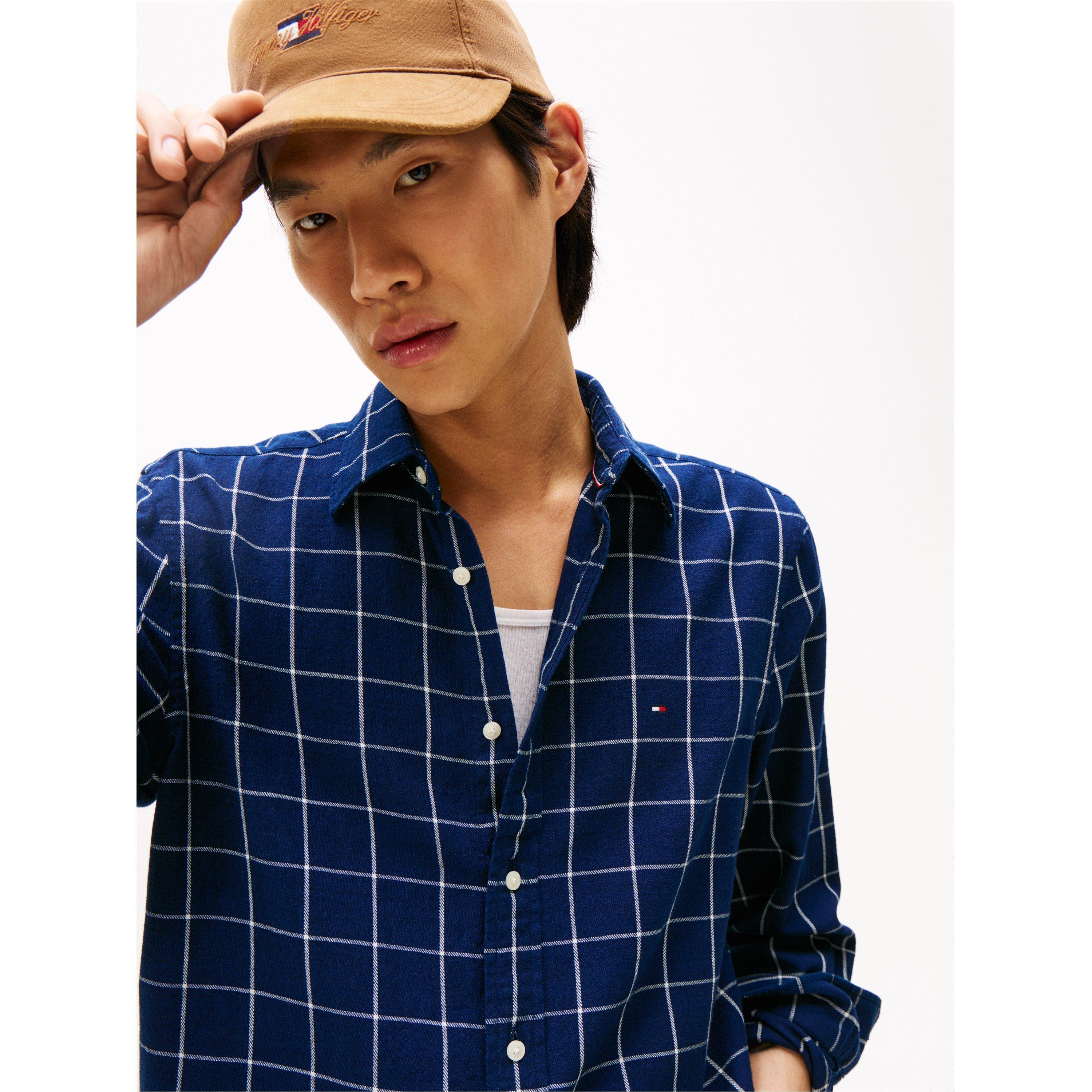 Blue Indigo 0MS - Tommy Hilfiger - Men's Twill Check Long-Sleeve Patterned Shirt - 5