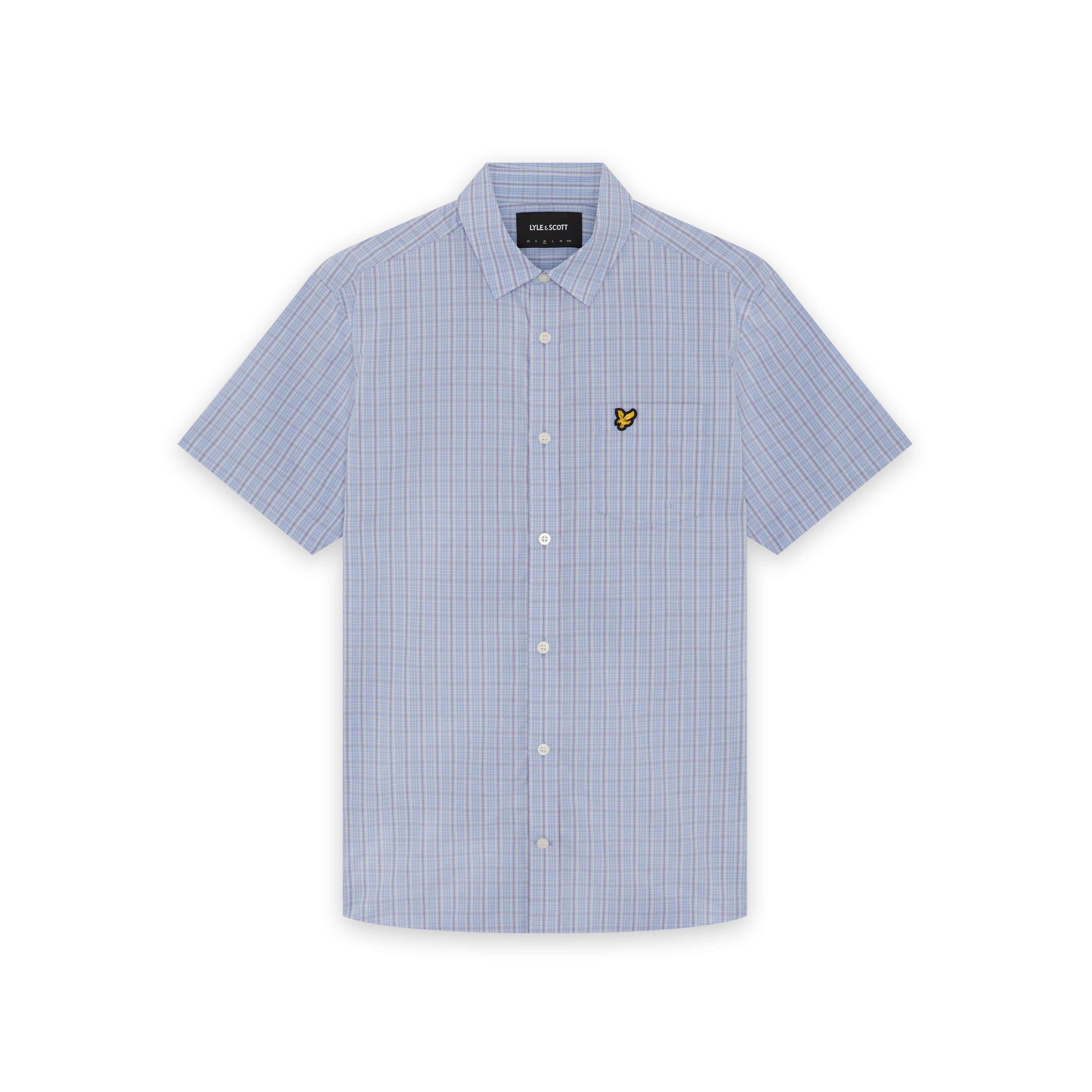 Chalk Blue W444 - Lyle and Scott - Lyle Check SS Shirt Sn63 - 2