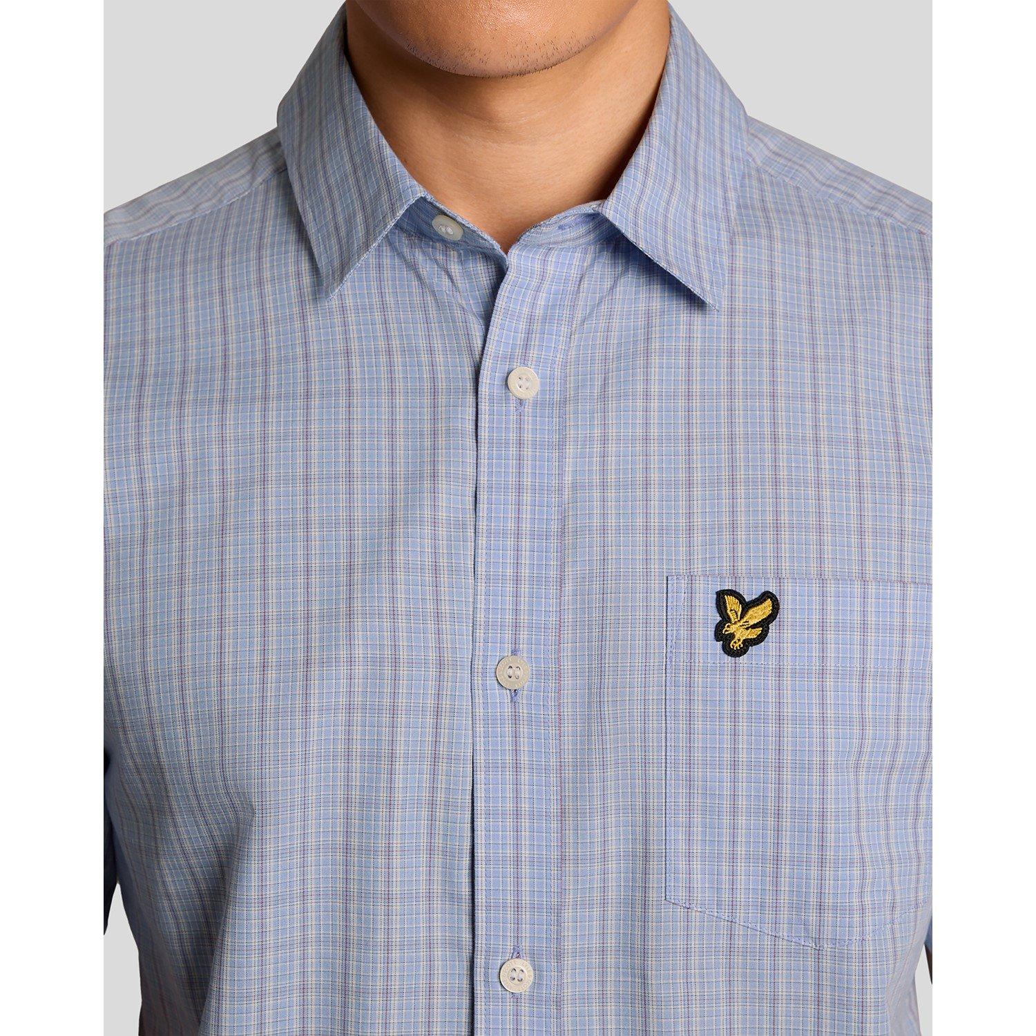 Chalk Blue W444 - Lyle and Scott - Lyle Check SS Shirt Sn63 - 4