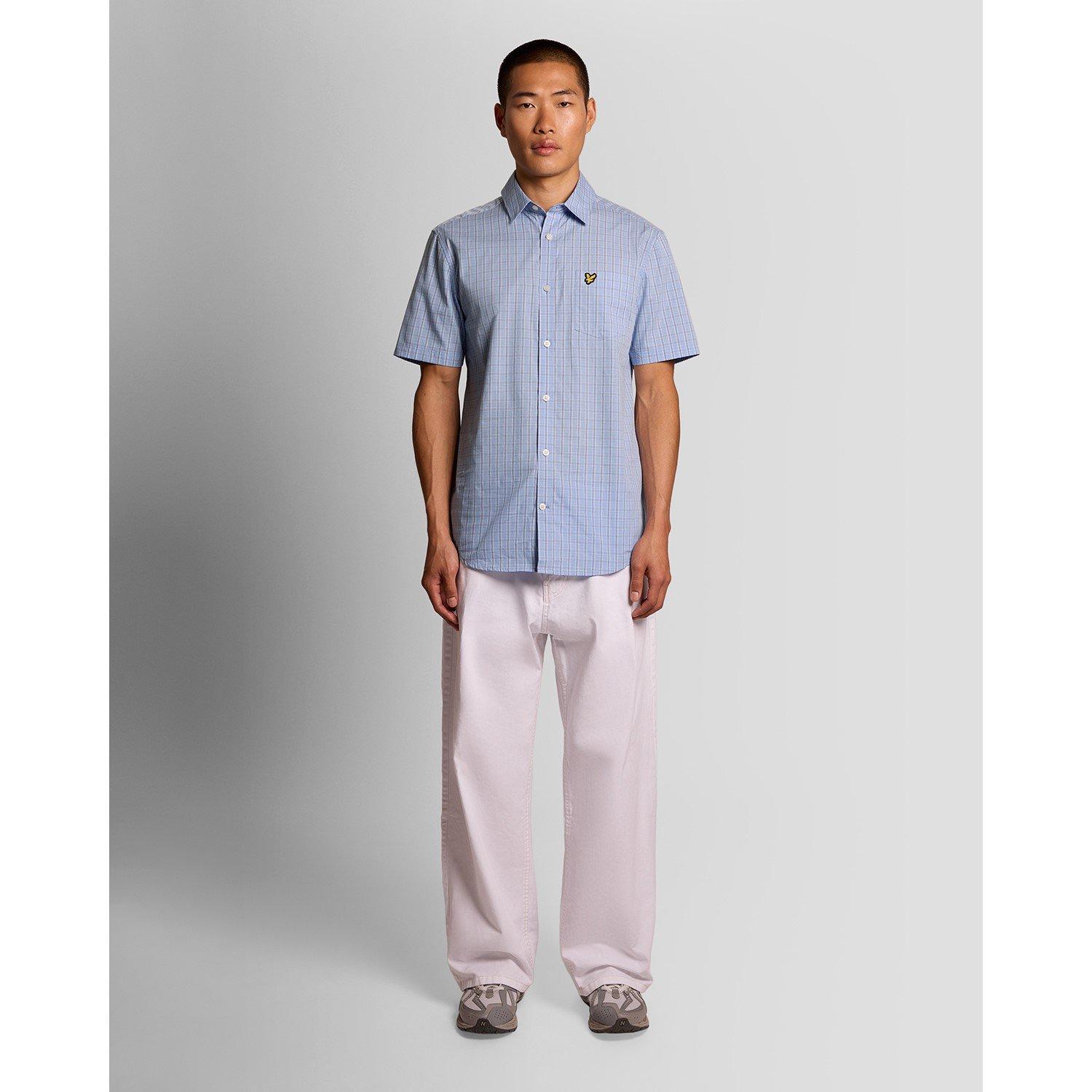 Chalk Blue W444 - Lyle and Scott - Lyle Check SS Shirt Sn63 - 5