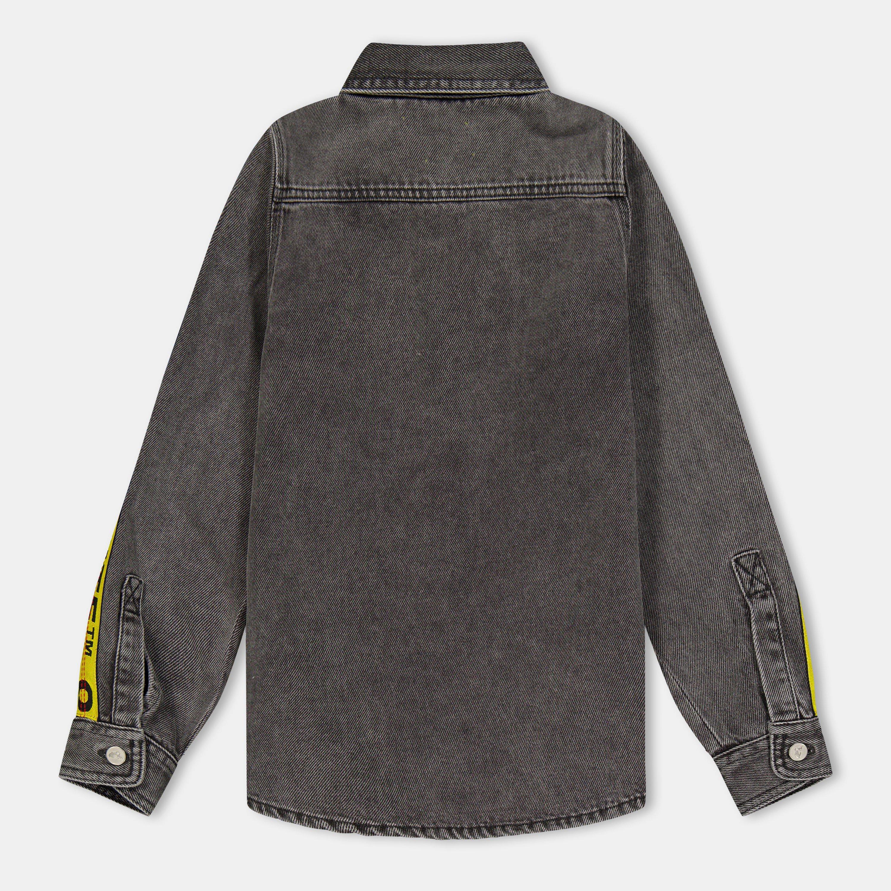 Grey/Yellow - Off White - Kids Long-Sleeve Denim Shirt - 2