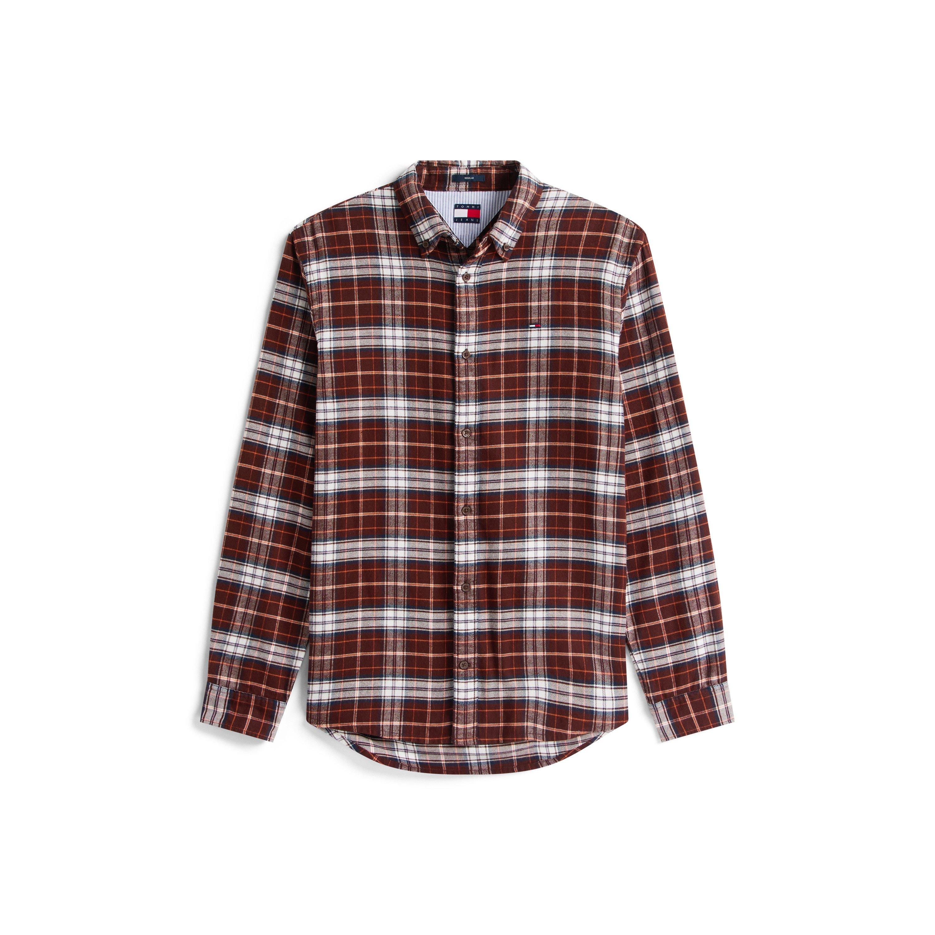 Rijke Bruin - Tommy Jeans - Men's TJ Flannel Long Sleeve Patterned Shirt - 1